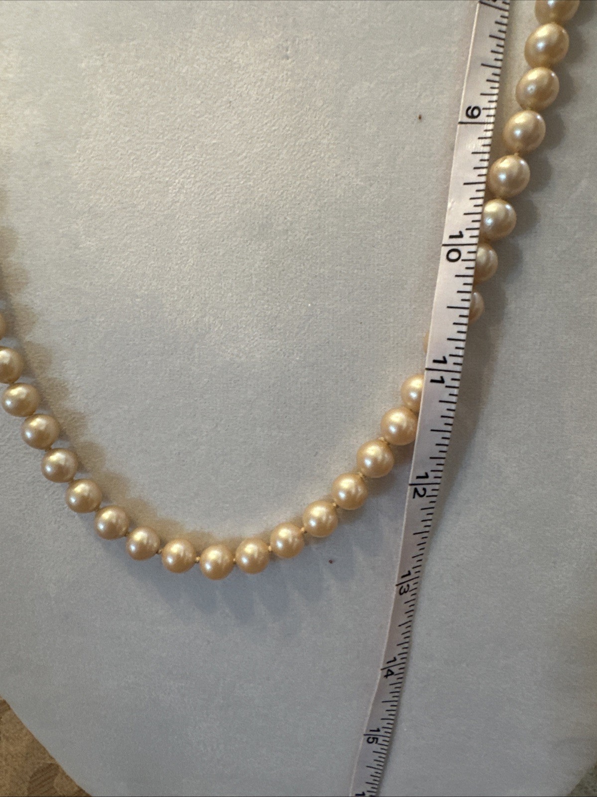 Classic Single Strand Pearl Necklace Cream Champagne Round Beaded Vintage Style
