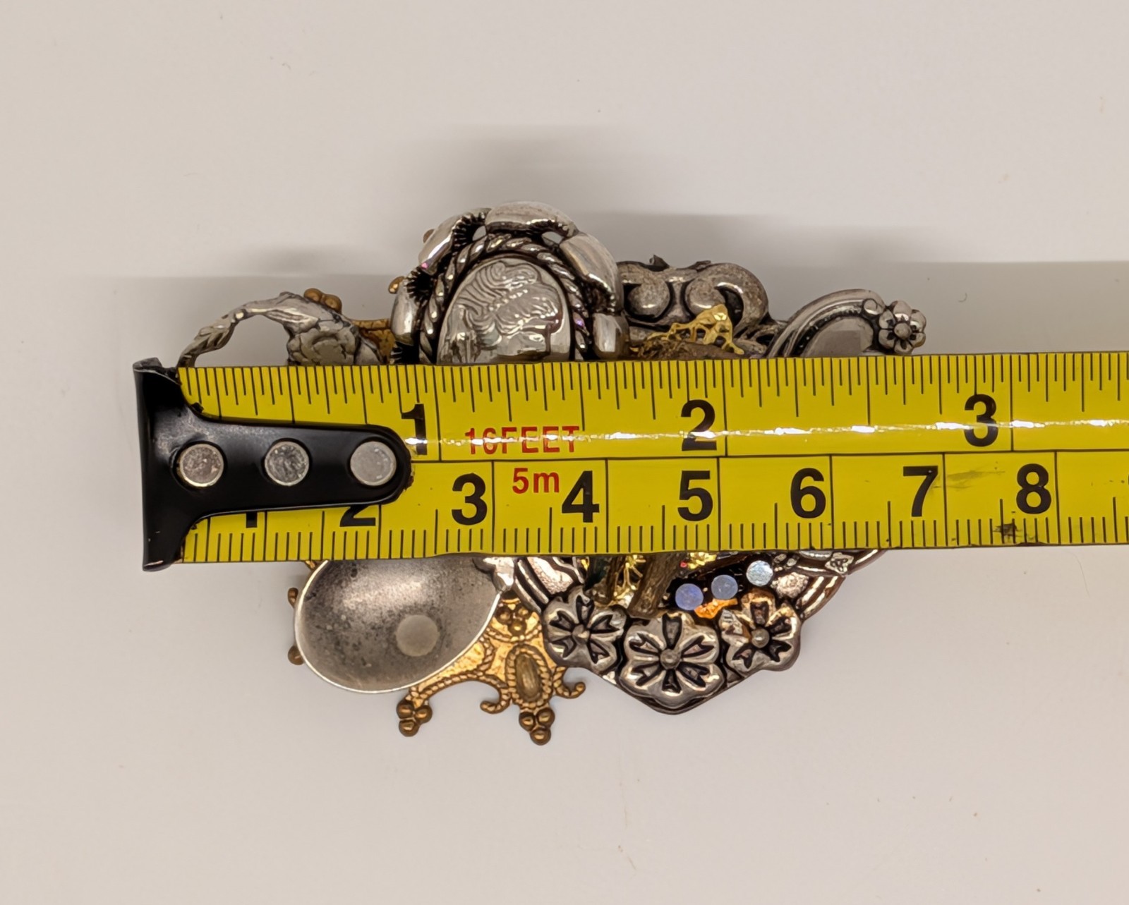 Mixed Metal Brooch Pin, Gold & Silver Tone Assemblage Design – VTG
