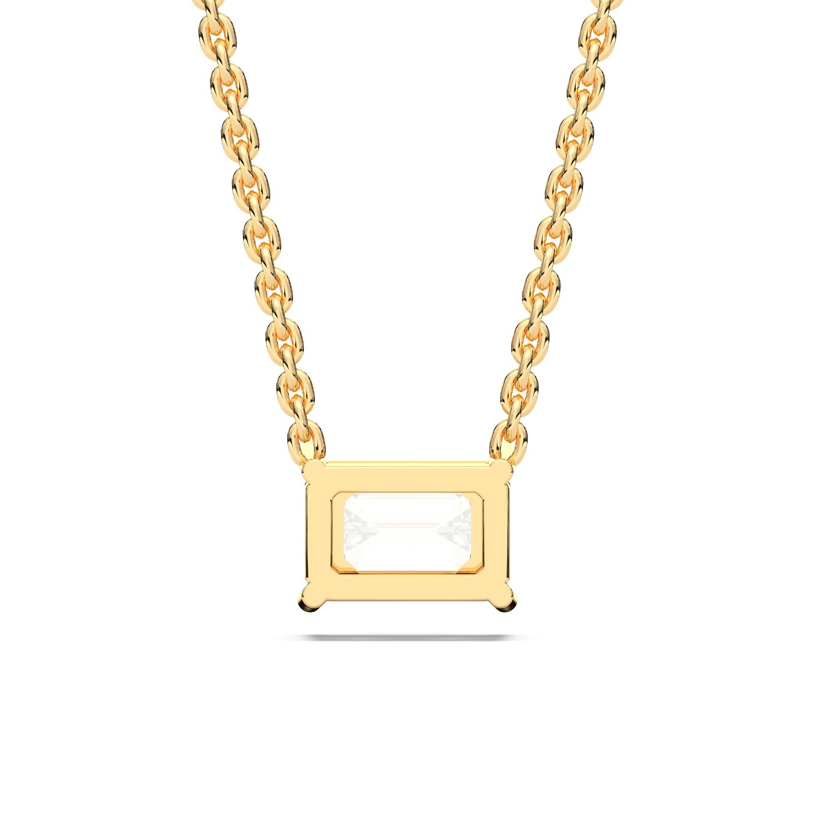 0.50Ct Emerald Cut Moissanite Pendant Necklace in 925 Silver & 10K, 14K Gold