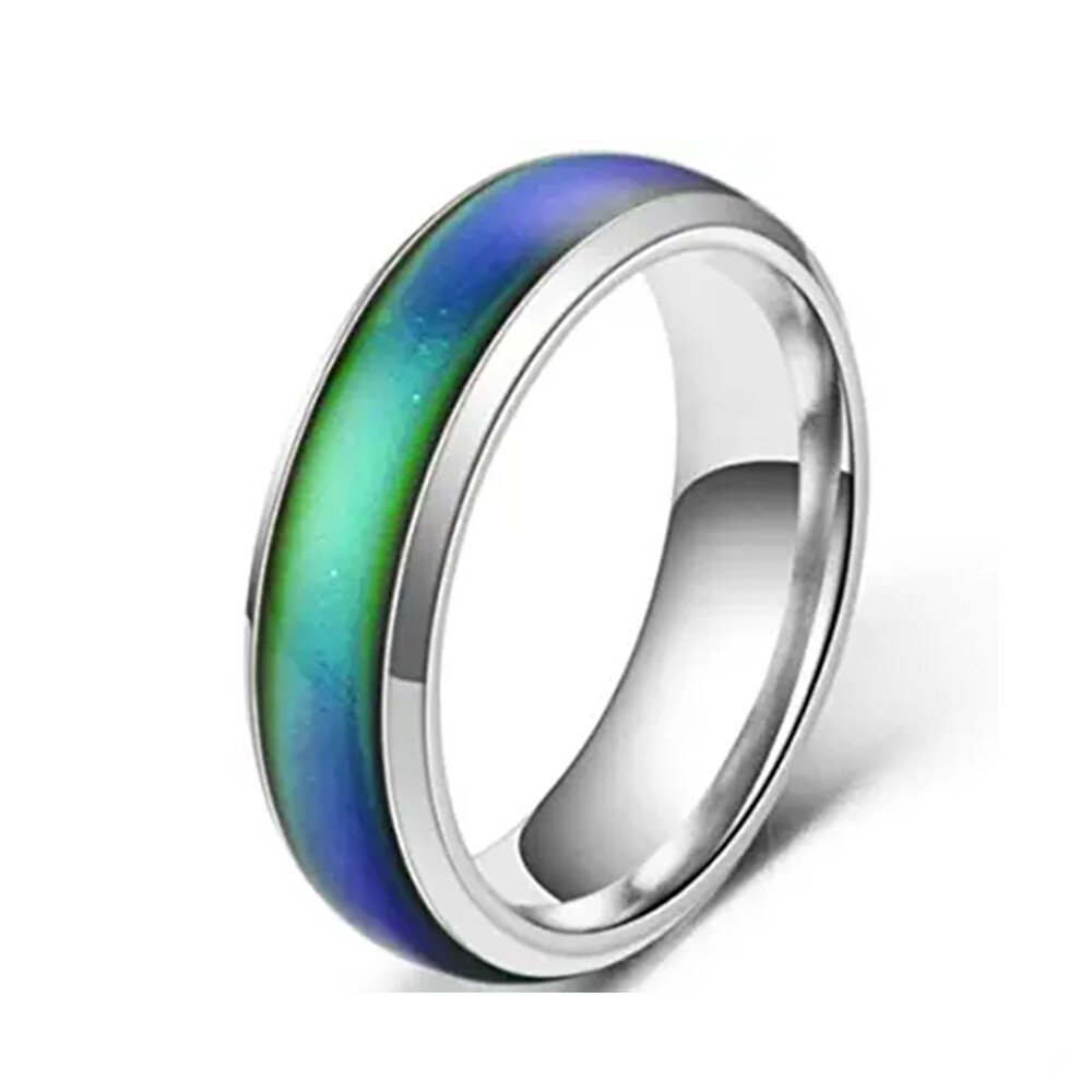 Stainless Steel Temperature Color Changing Wedding Band Mood Ring for Women Men