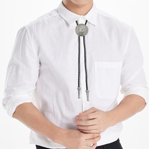 2 Packs Bolo Tie for Men – Vintage Western Cowboy Costume Flower Polo Tie