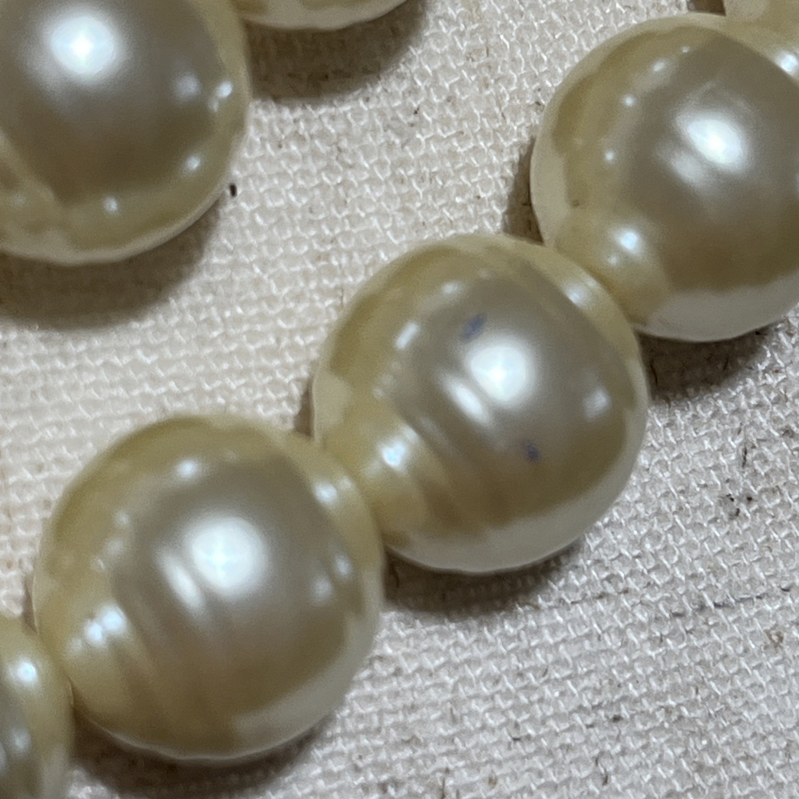 Vintage Champagne Cream Faux Ringed Pearl 2 Strand Necklace Large Pearls