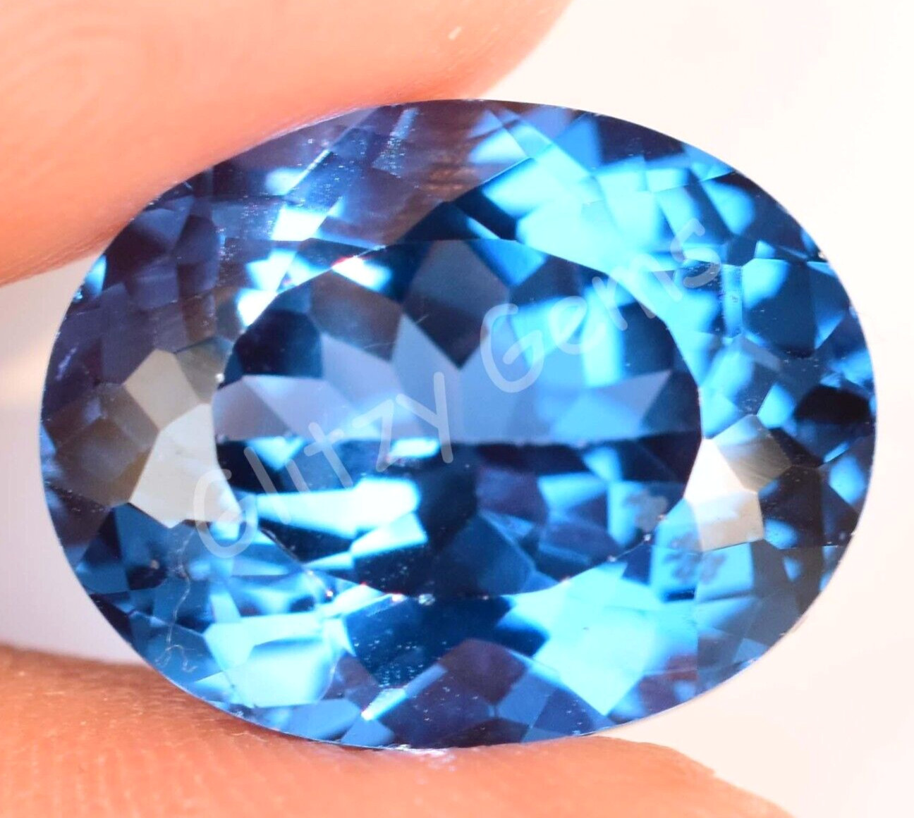 Natural Blue Zircon 14.85 Ct Oval Stunning Certified Cambodian Loose Gemstone