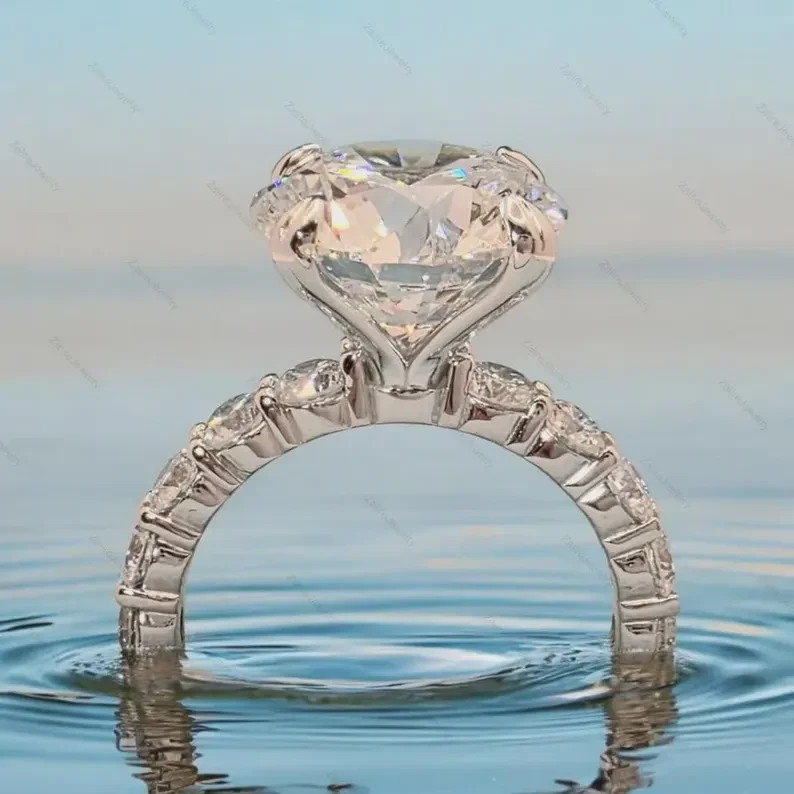 5 Ct Round F/VS1 Lab Grown Diamond Women Engagement Ring 14K White Gold