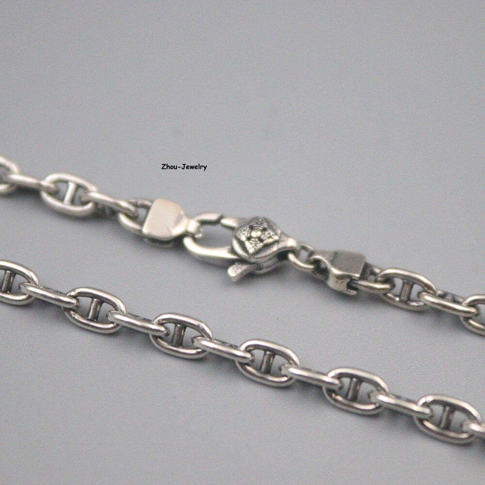 Real S925 Sterling Silver Chain 3.5mm Lucky Anchor Link Necklace 18-19g 23.6inch