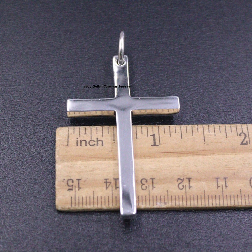Pure S925 Sterling Silver Charm Men Women Smooth Cross Pendant 14-15g