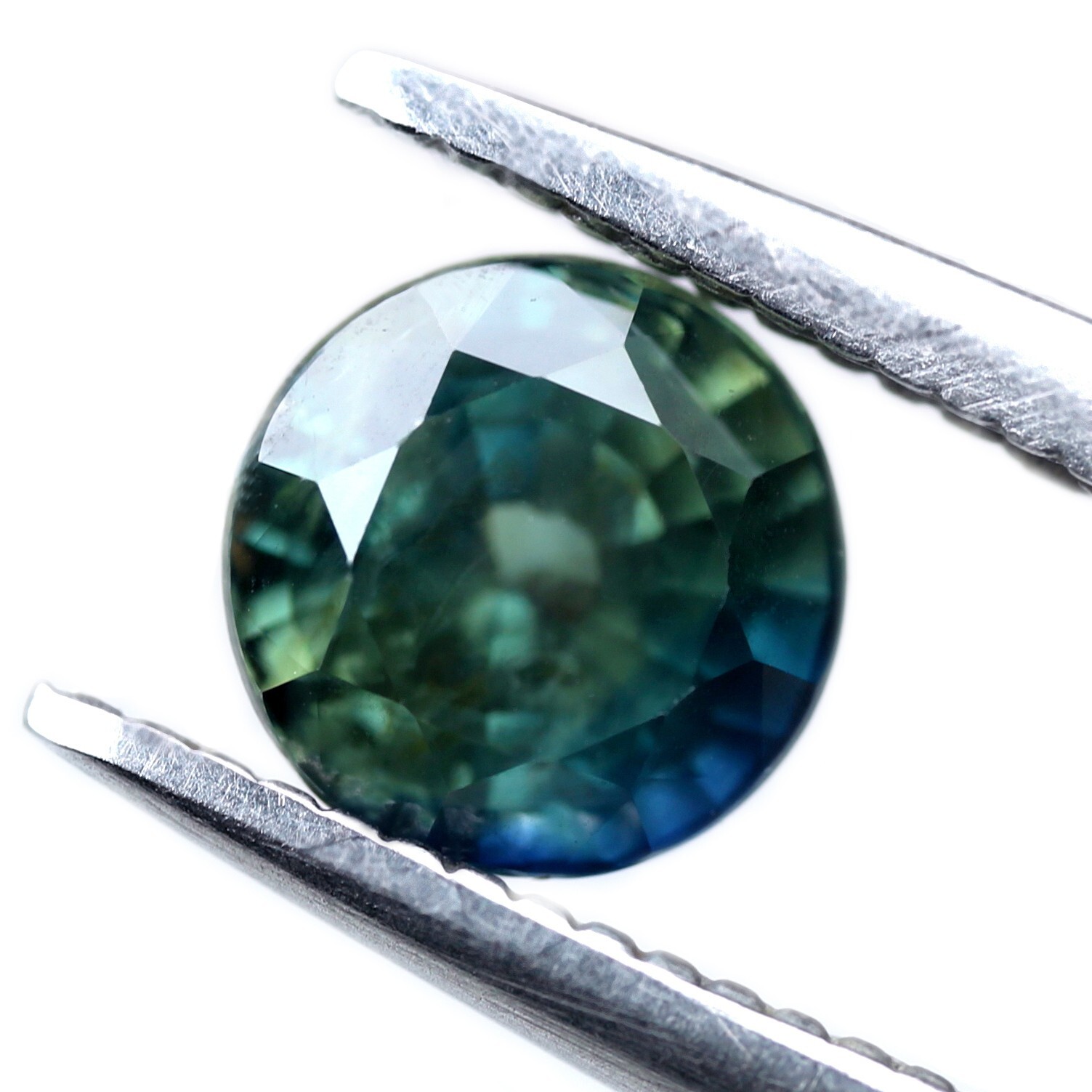 Certified 1.01ct Natural Teal Sapphire SI Clarity 5.43×5.41mm Madagascar Round