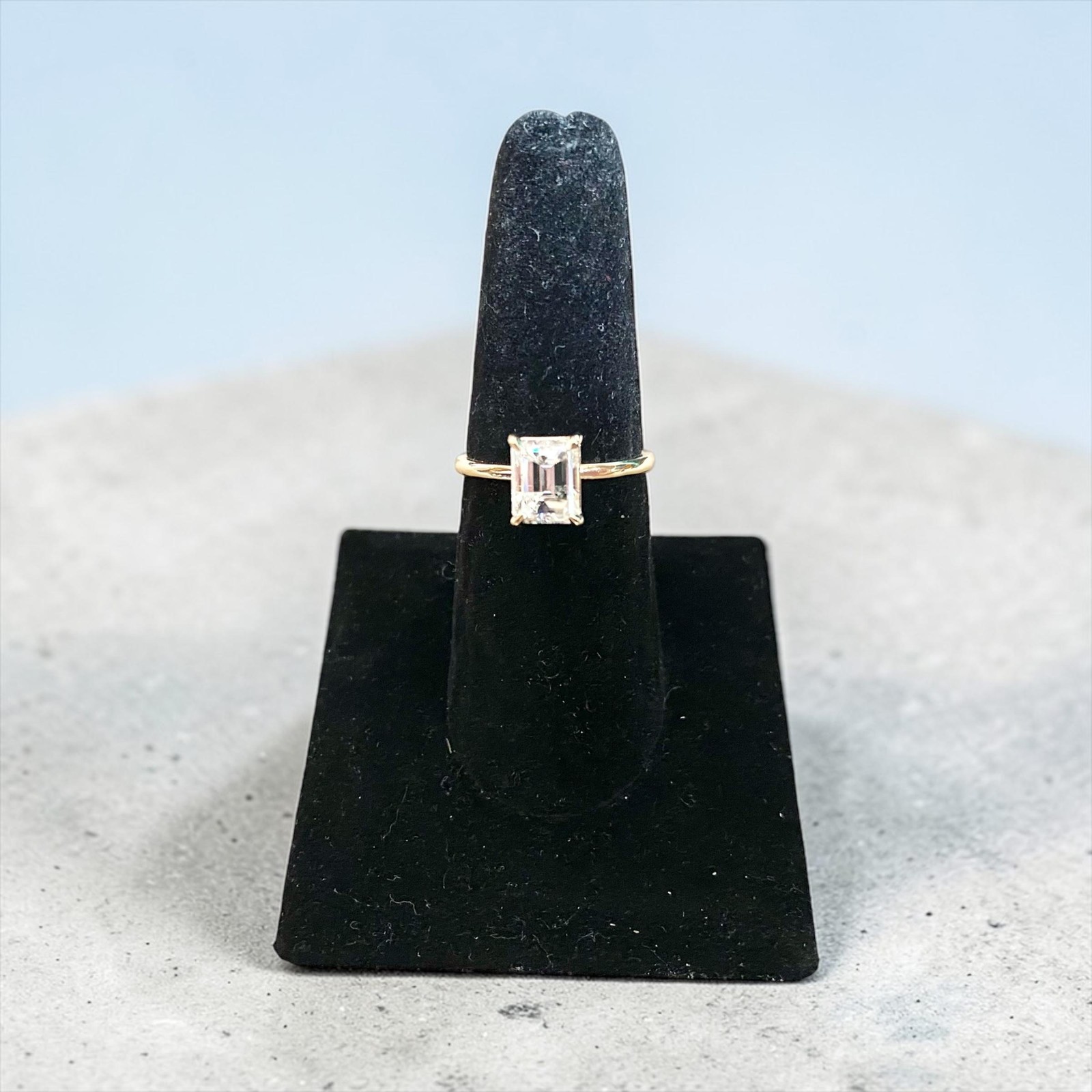 14k Yellow Gold Natural Emerald Cut Diamond GIA Certified Engagement Ring