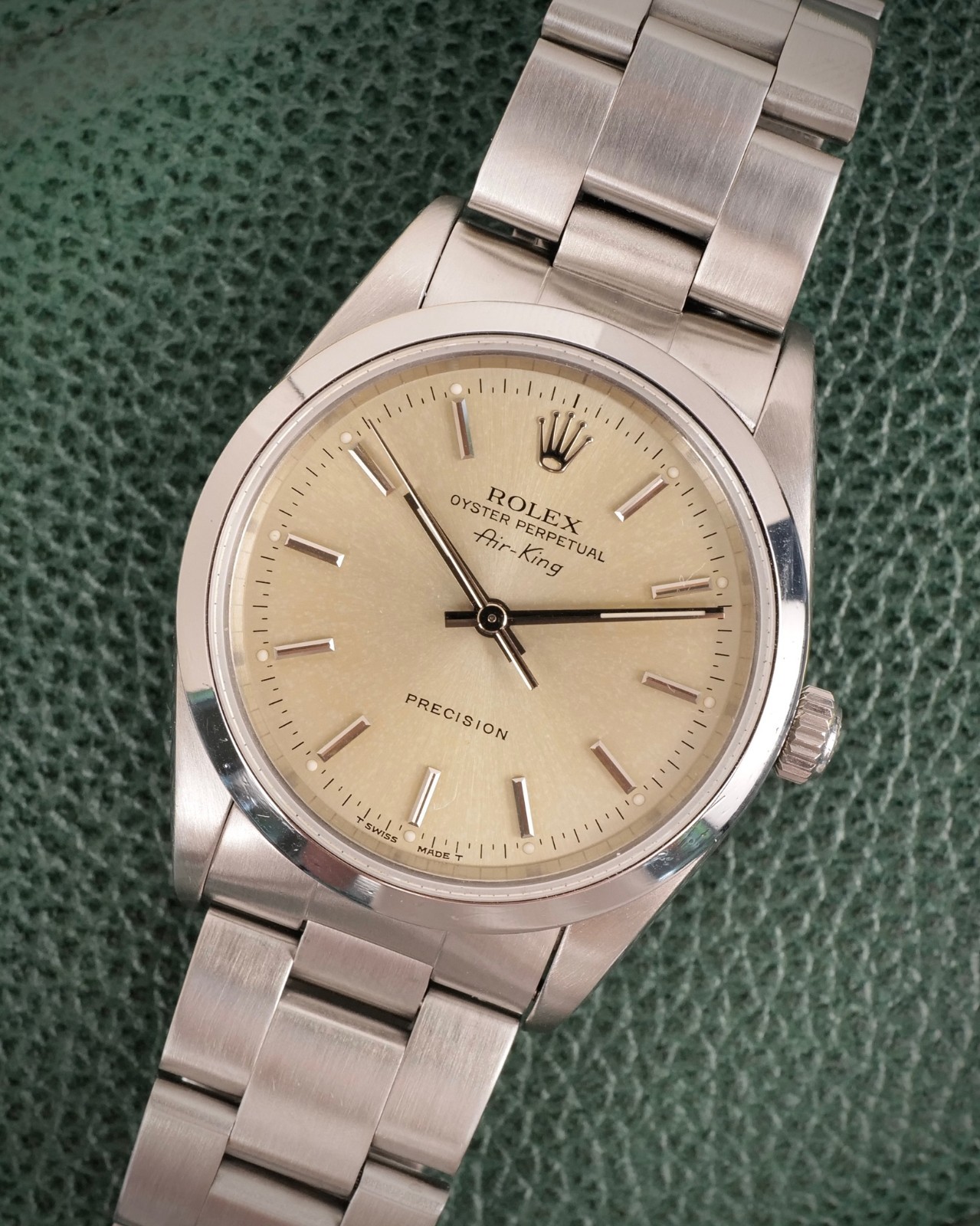 Rolex Air-King 14000 Silver Oyster Steel 34mm 1996 Clean Grey T Serial With BOX