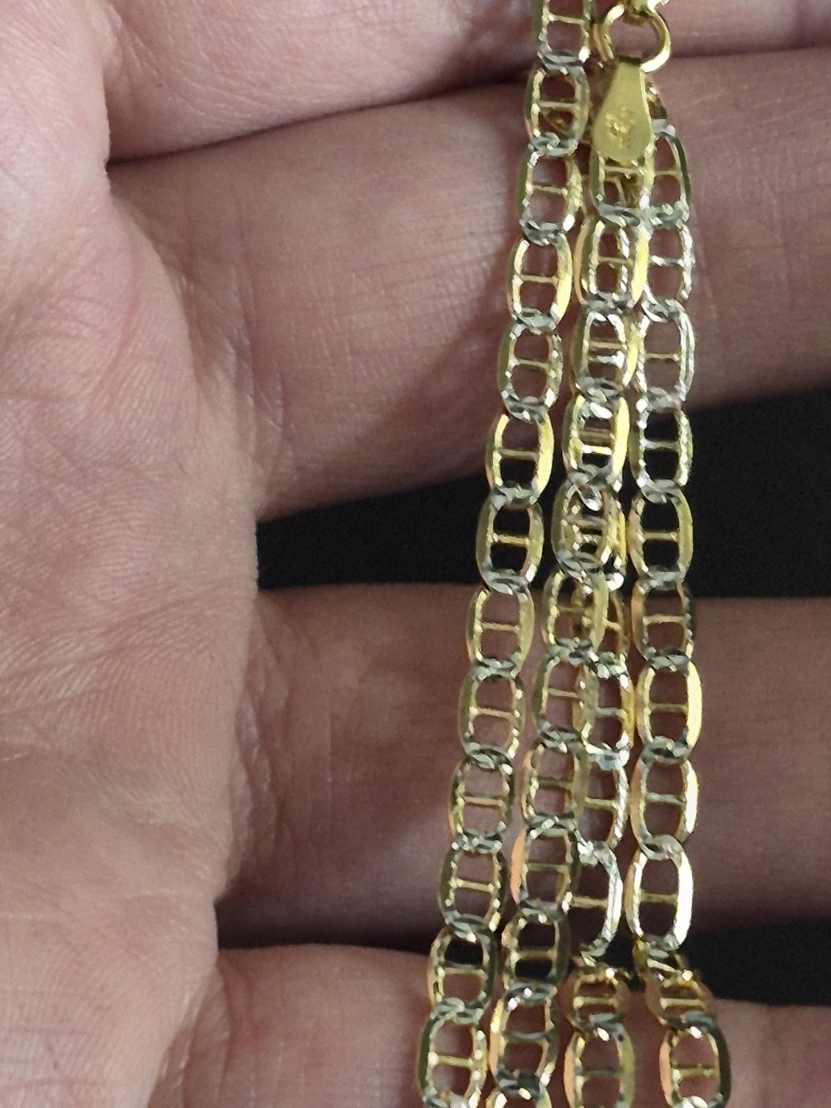 Solid 20in 3.6mm 14k Gold Over .925 Silver Mariner Link Chain Flat 6.43g Plux