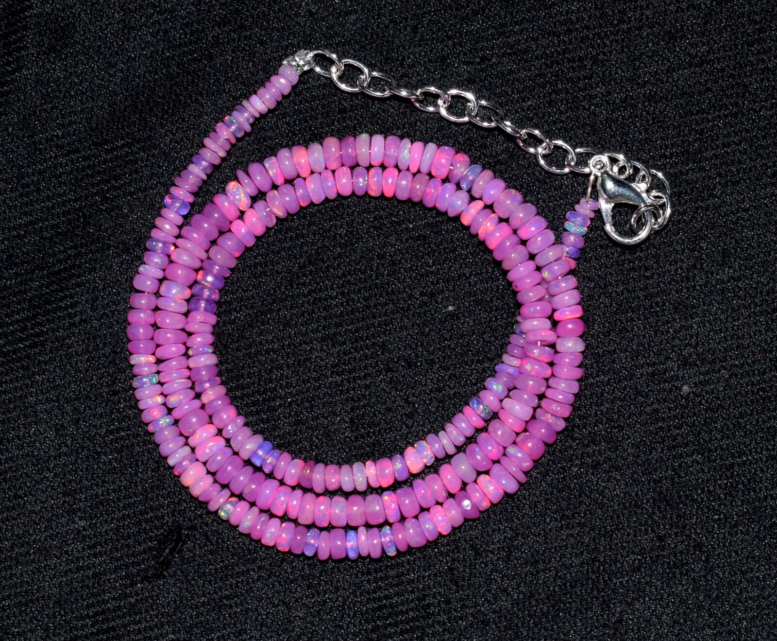 16″Natural Ethiopian Opal Wello Fire Opal Gemstone Bead Necklace Jewelry 3-4mm