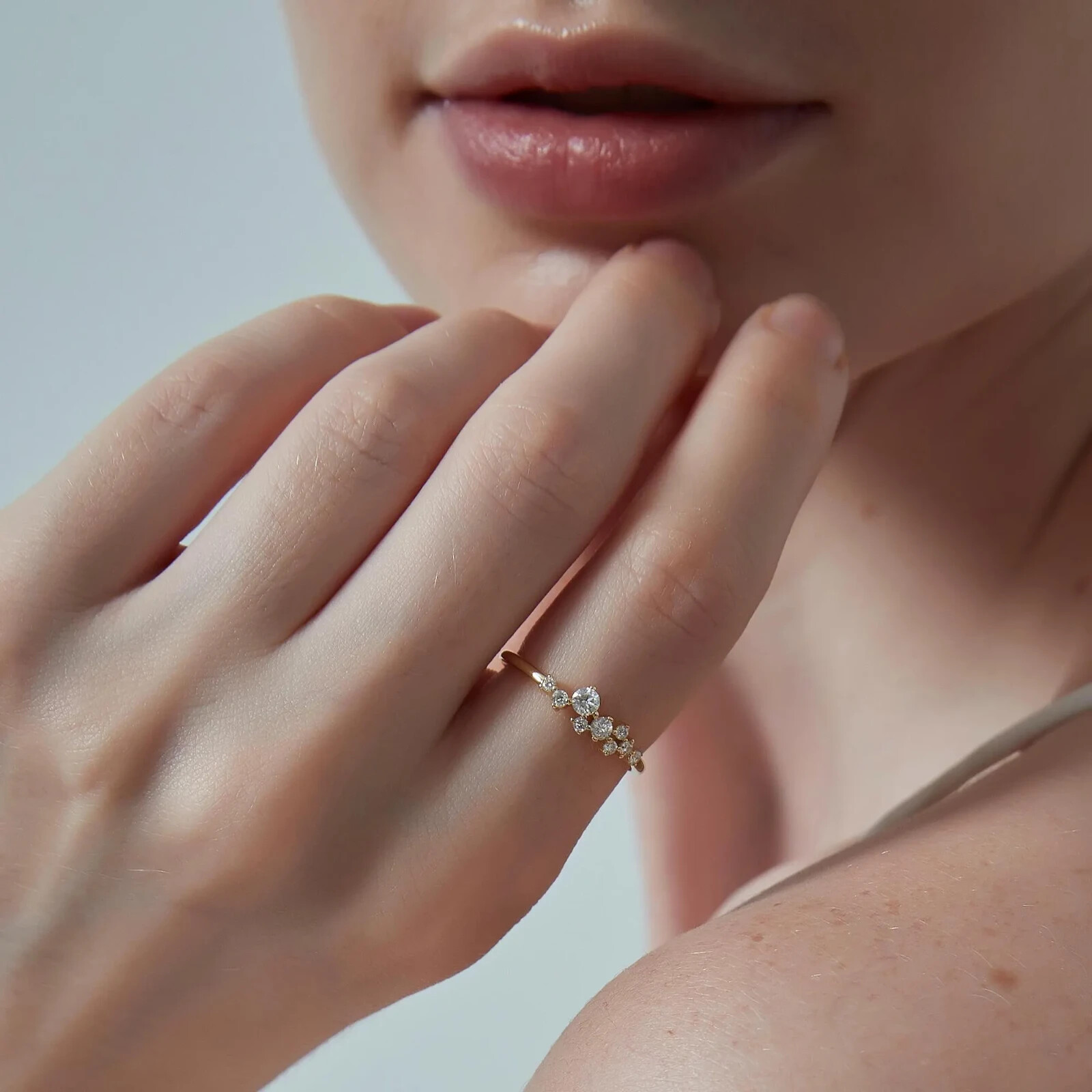 Moissanite Star Cluster Wedding Ring in 925 Sterling Silver
