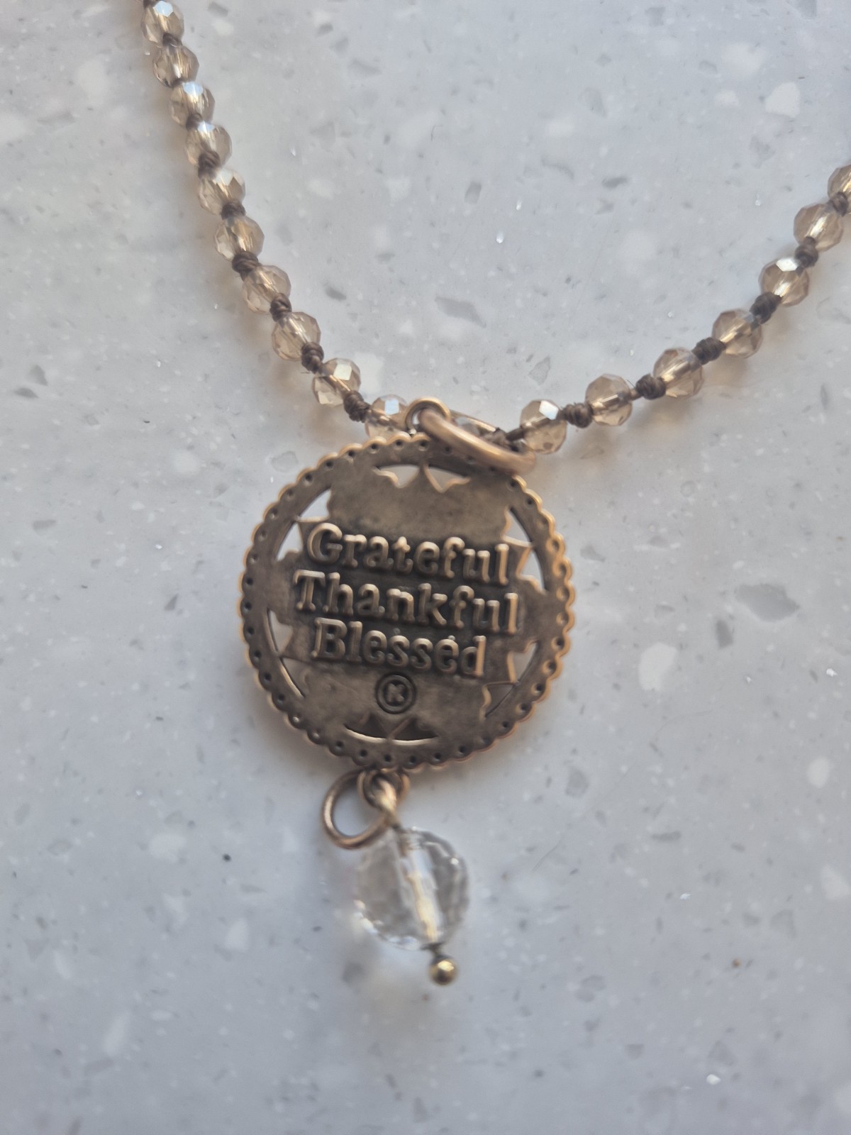 Katia Designs “Grateful Thankful Blessed” Mandala Bloom Original Necklace