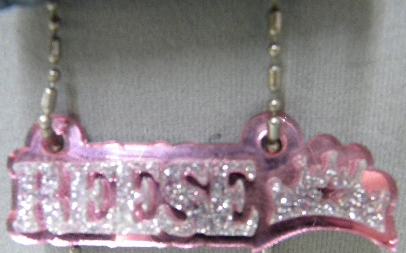 Personalized Name Necklace Custom Name Plate Acrylic Mirror Name Necklace Laser
