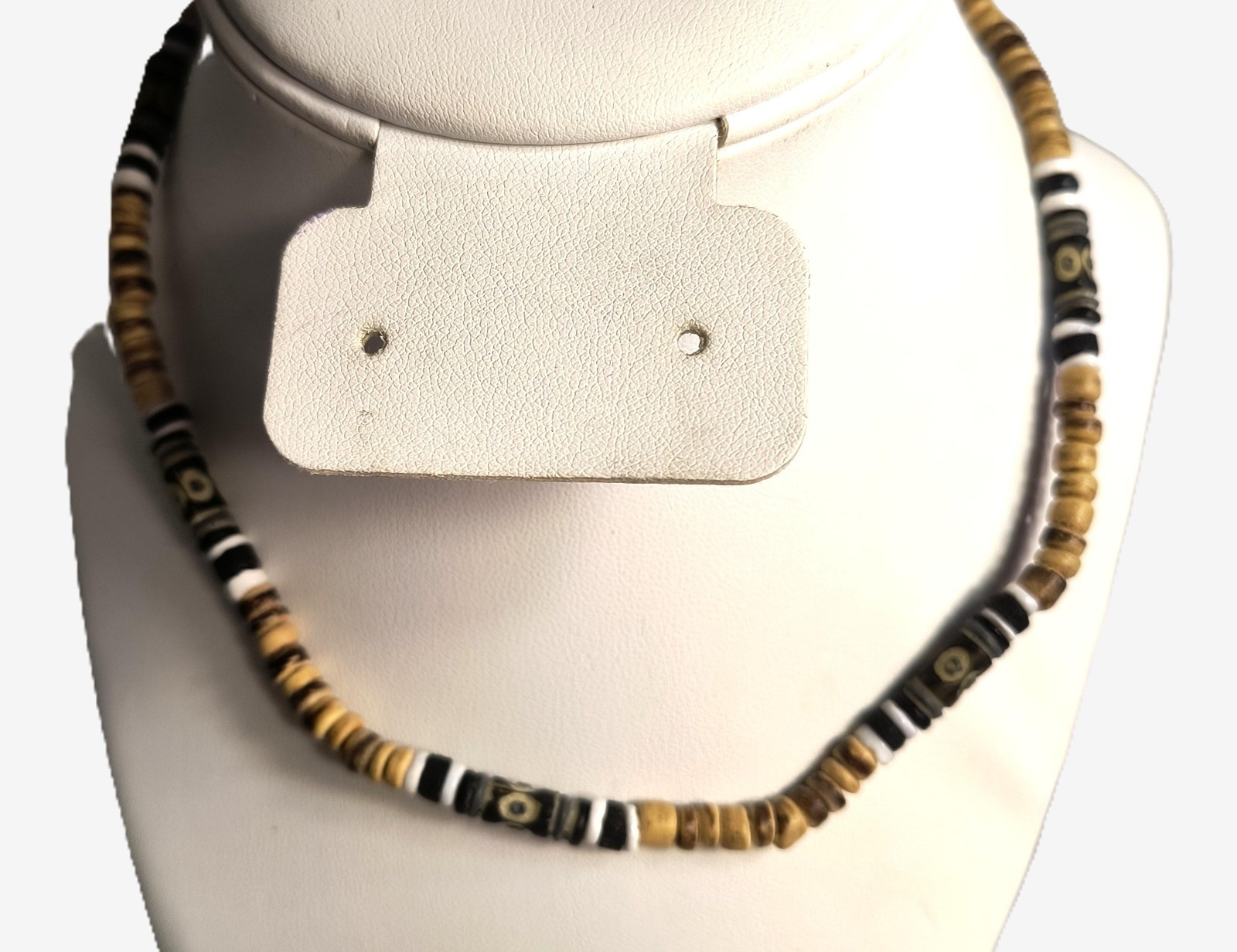Unisex Boho Choker Necklace Ethnic Tribal Brown Black White Beads Adjustable