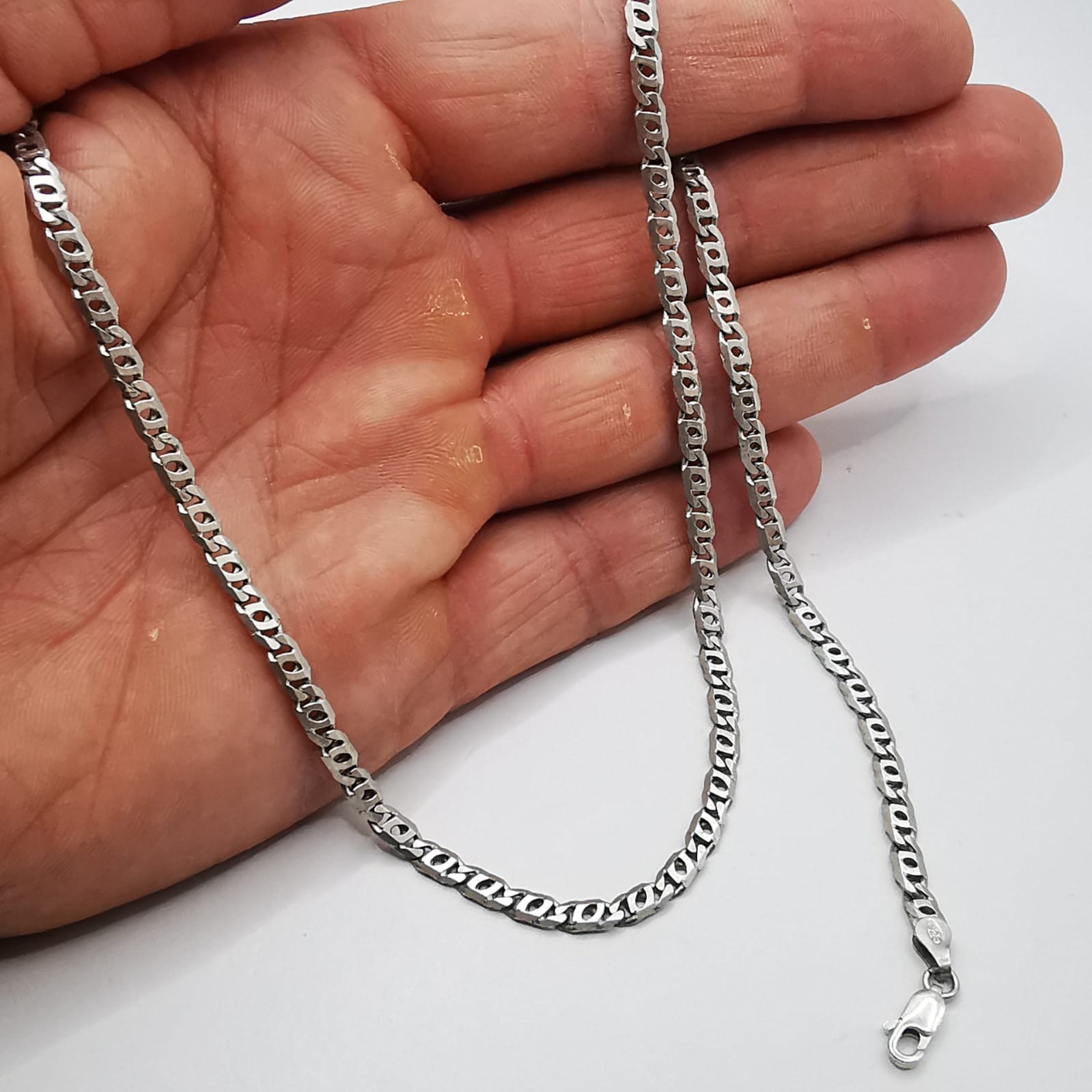 Vintage 925 Sterling Silver Chain Necklace Signed Artisan Fine Jewelry 46cm