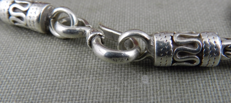 925 Sterling Silver Byzantine Link Bracelet with Hook Clasp 8.25″