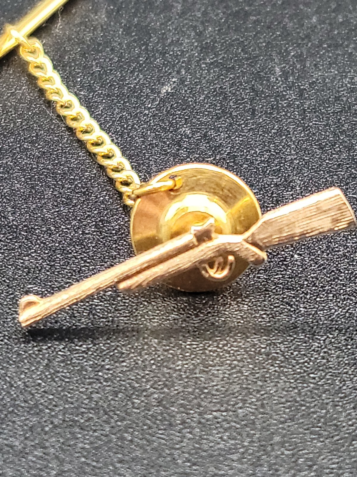 14K Gold Antique Figural Rifle Gun Tie Clip Pin Rare Must See Makers Mark
