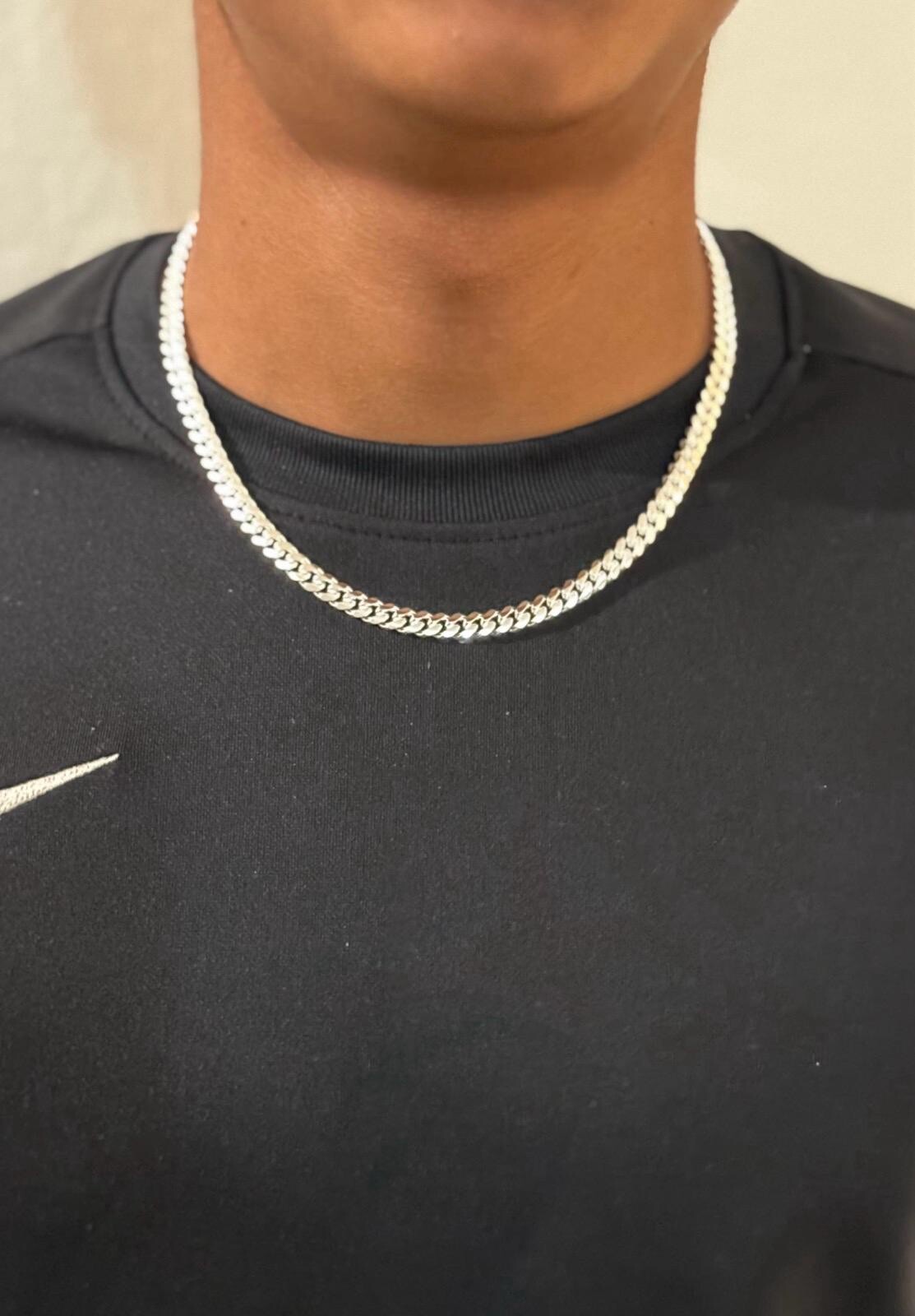Real Solid 925 Sterling Silver Miami Cuban Mens Boys Chain Necklace Italian