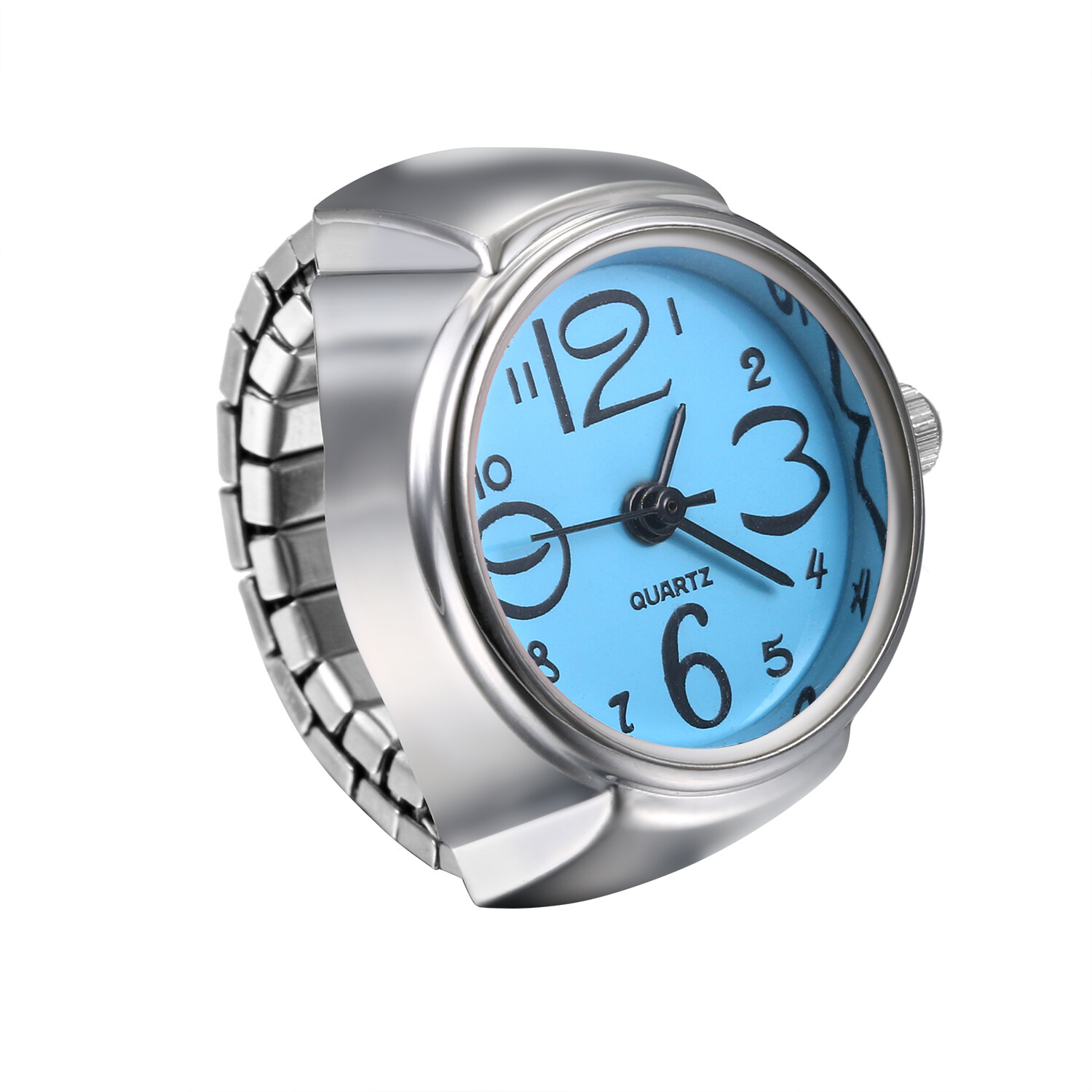 Ring Watch Analog Quartz Watch Dial Elastic Band Creative Finger Watch Men Women
