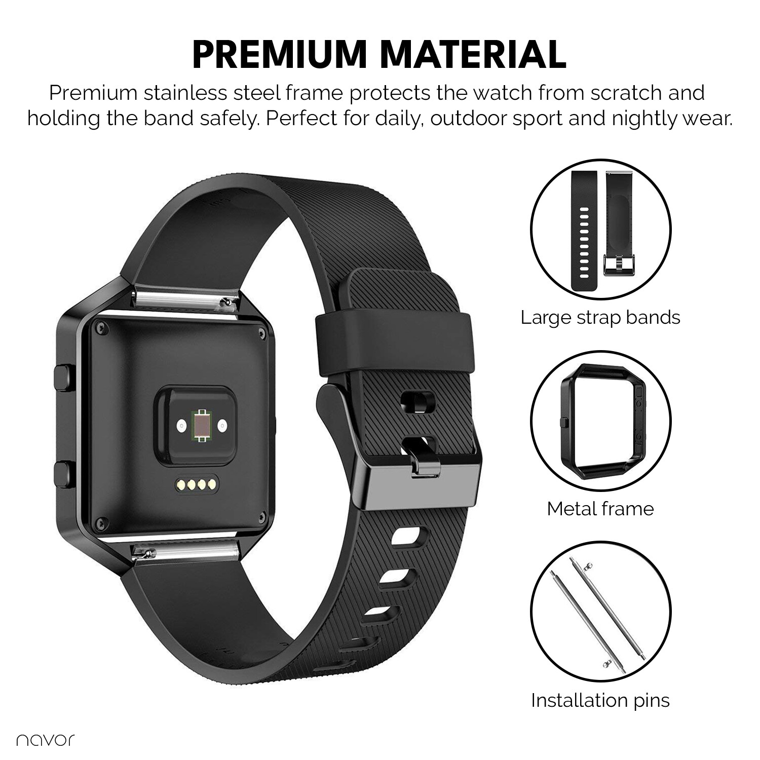 For Fitbit Blaze Smart Fitness Soft Silicone Adjustable Strap Bands and Frame