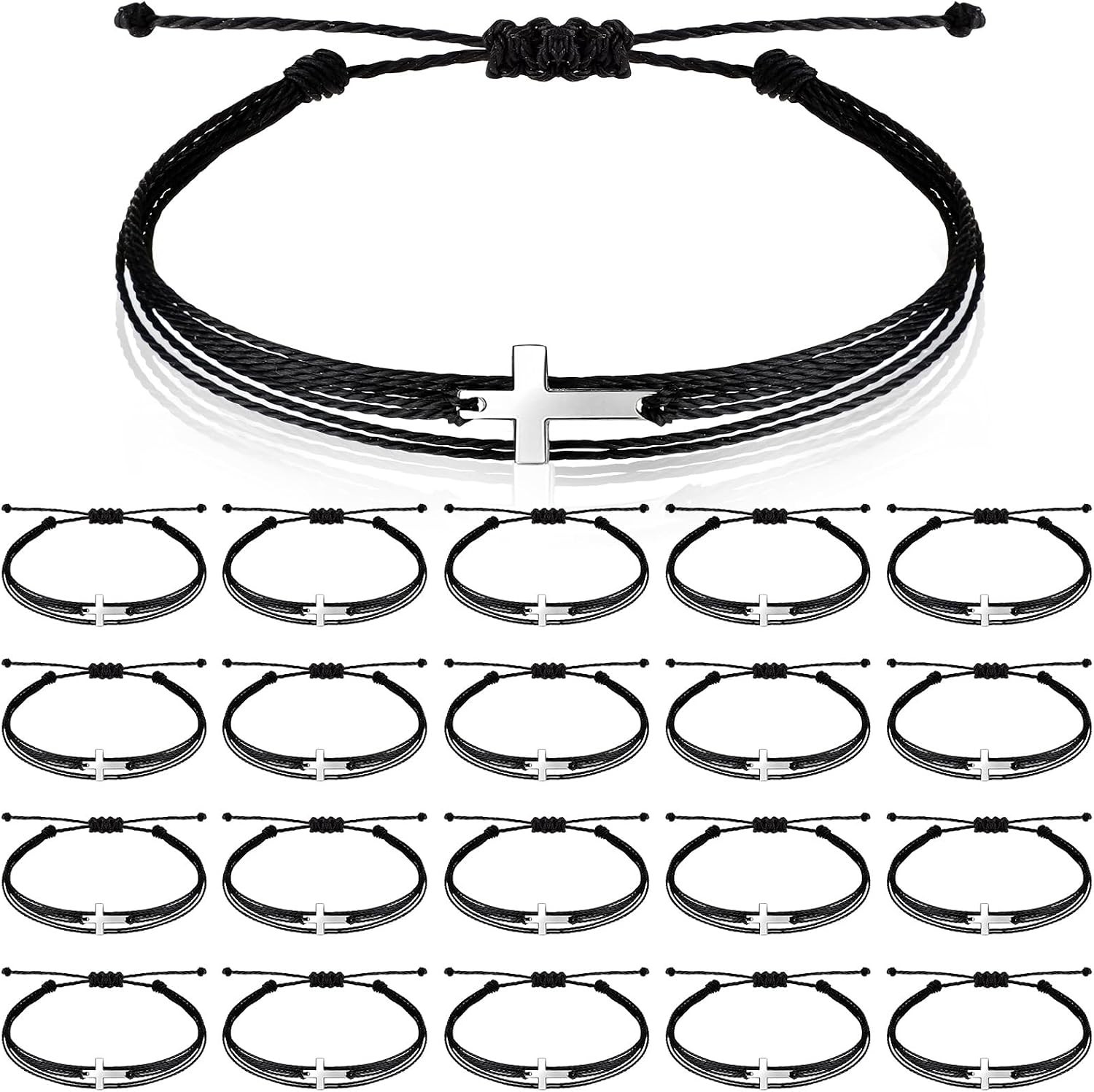 Handmade Cross Bracelets – 30 Pcs Adjustable Christian Gifts for All Ages