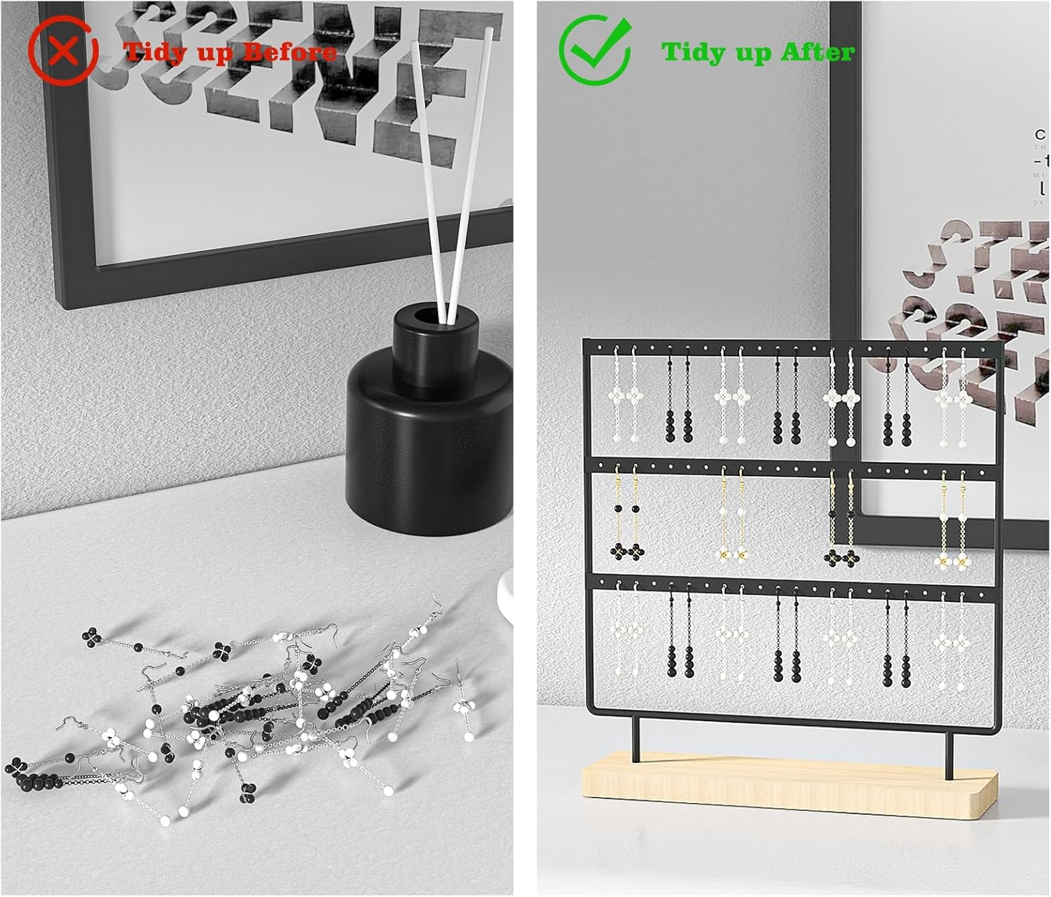 Earring Holder Stand 3-Tier Hanging Jewelry Organizer Display Rack Storage