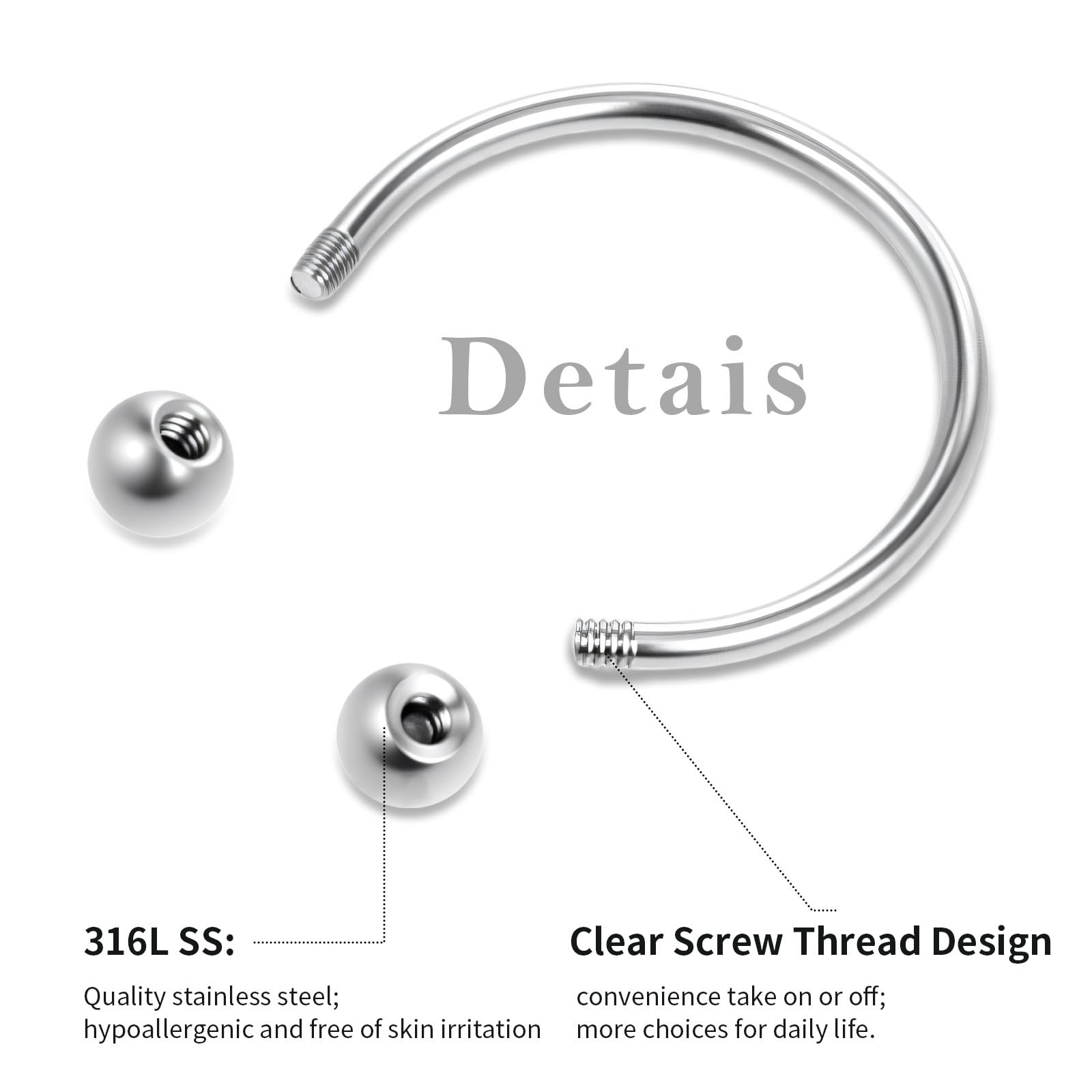 Gjinxi Lip Piercing Jewelry 32PCS 16G Lip Rings Surgical Steel Labret Jewelry…