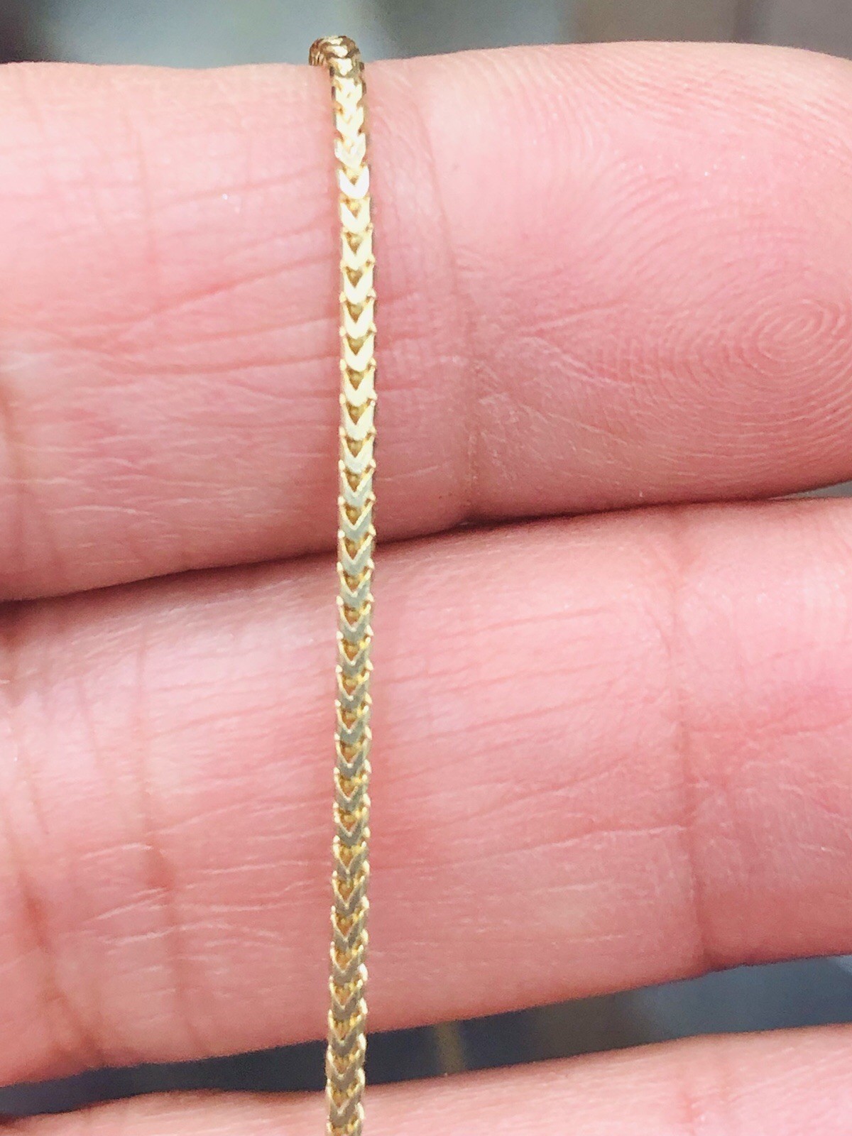 14KT YELLOW GOLD CUBAN BOX NECKLACE 1mm width 16 Inches Long Weight 3.4g-UNISEX