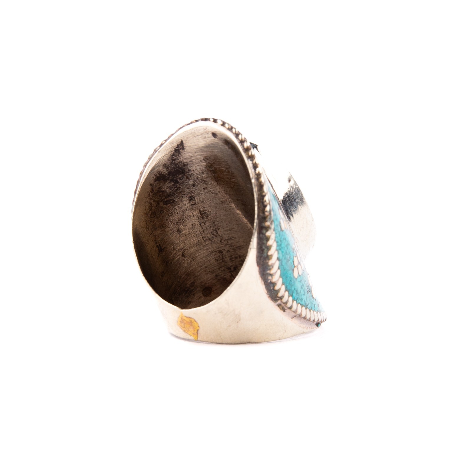 Tibetan Ring, Red Coral Turquoise Stone, Traditional Tibetan Bead Jewelry, US9.5