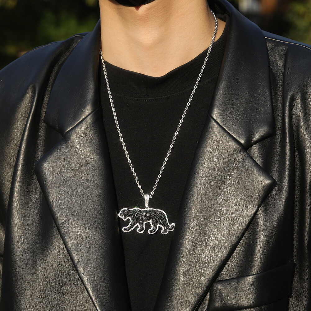 Hip Hop Jewelry Black Panther Pendant Necklace Gold Filled Rap Accessories Gifts