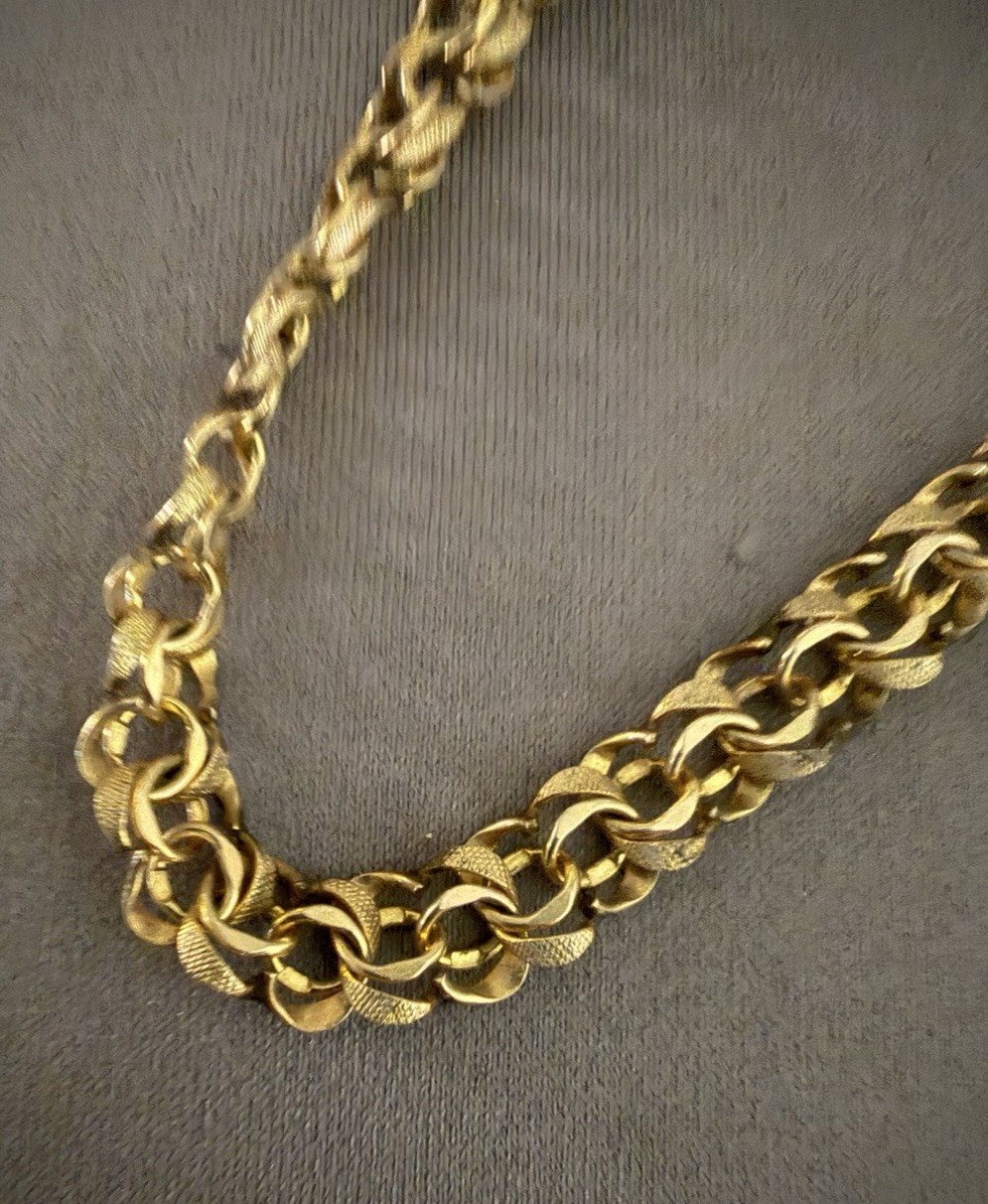 1/20TH 12KT GOLD FILLED CHARM BRACELET SIGNED a AMERICAN 7 1/2″ DOUBLE LINK