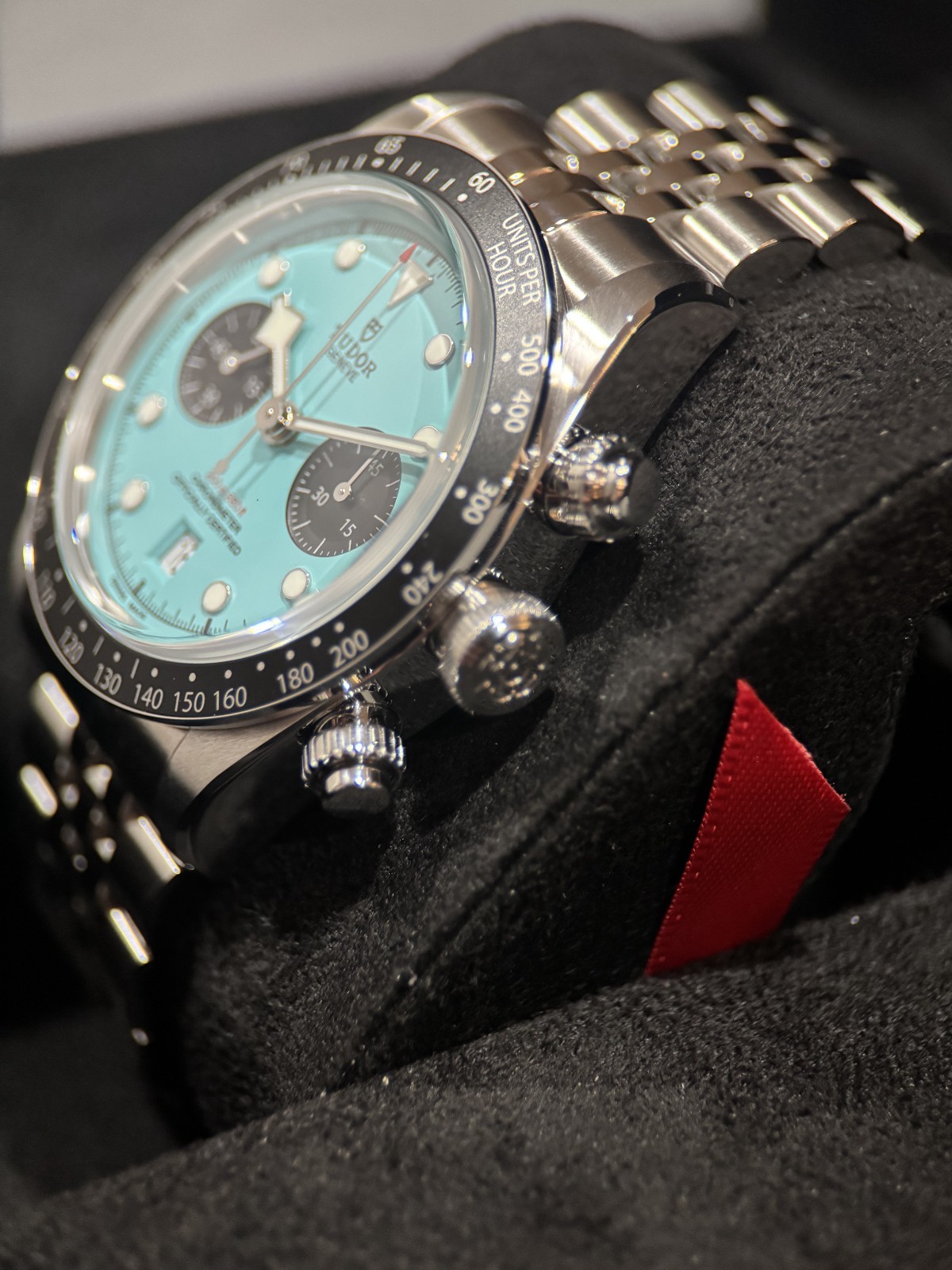 Tudor Black Bay Chrono 79360N 41mm Turquoise “Flamingo Blue” Auto Full Set