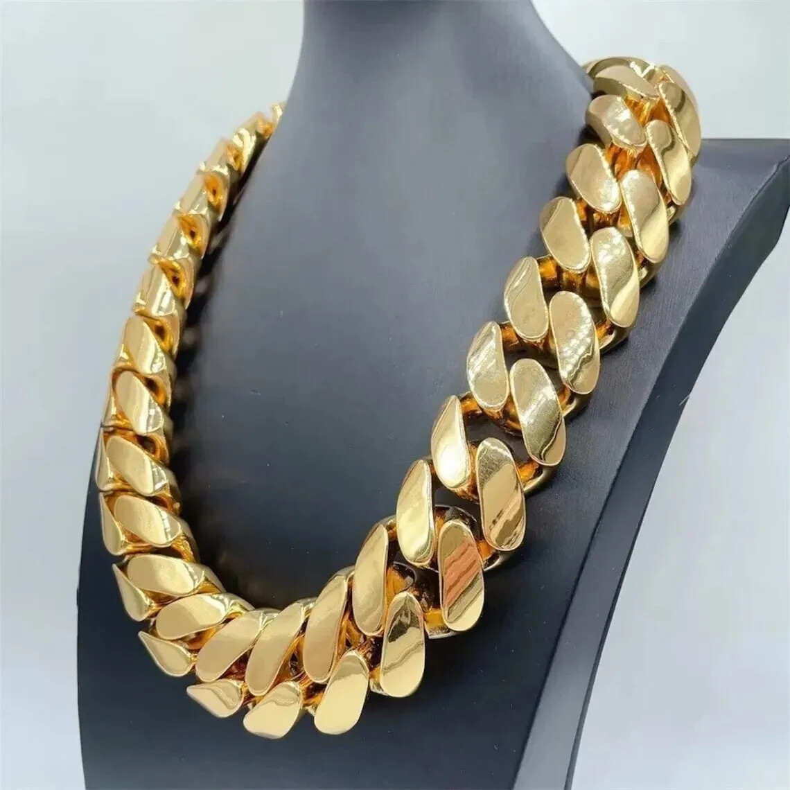 Men’s Custom 25mm Wide 26 Inch Long Solid Handmade Cuban Link Necklace Brass