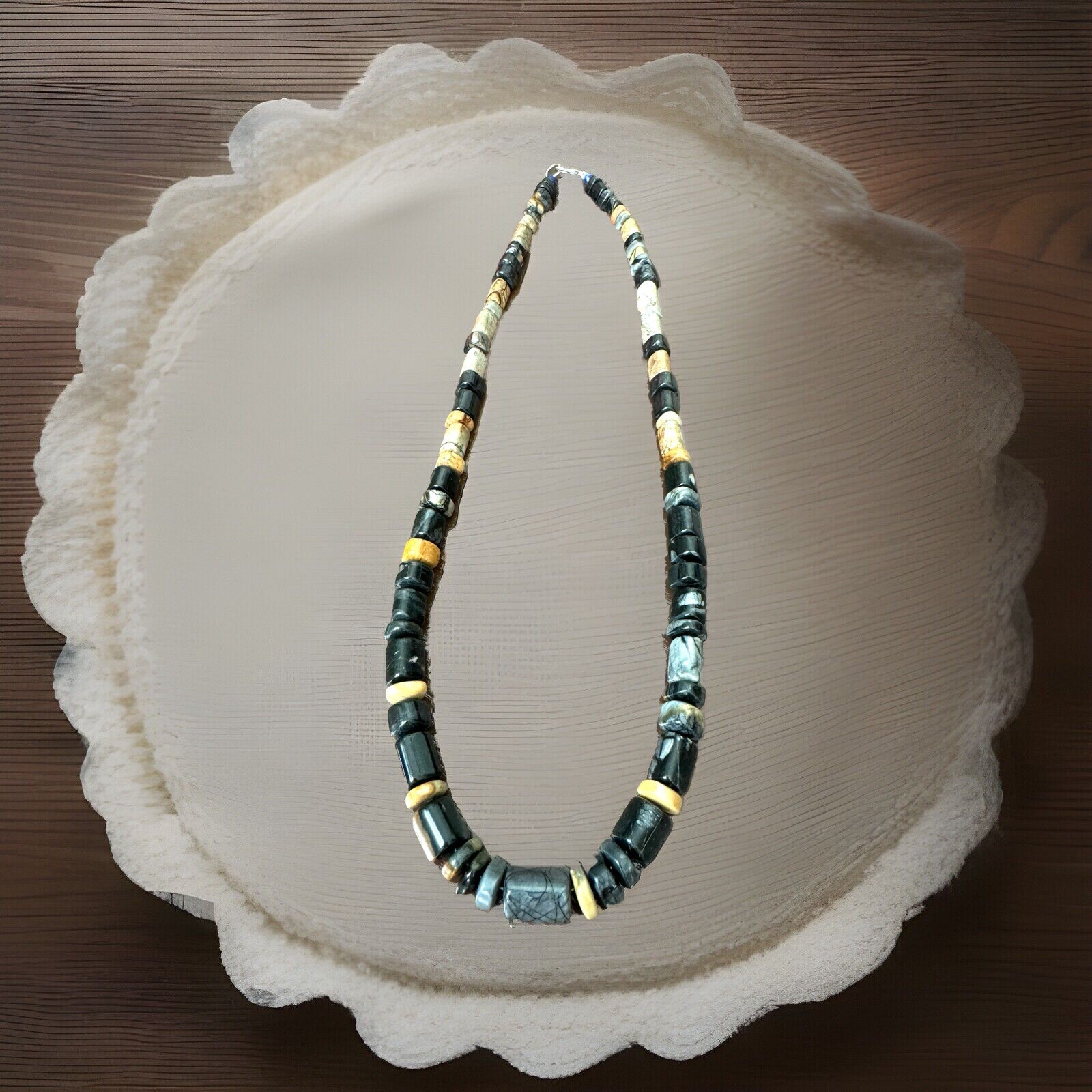 Stunning & natural unique shape mixed color Jasper stone handmade necklace 54grm