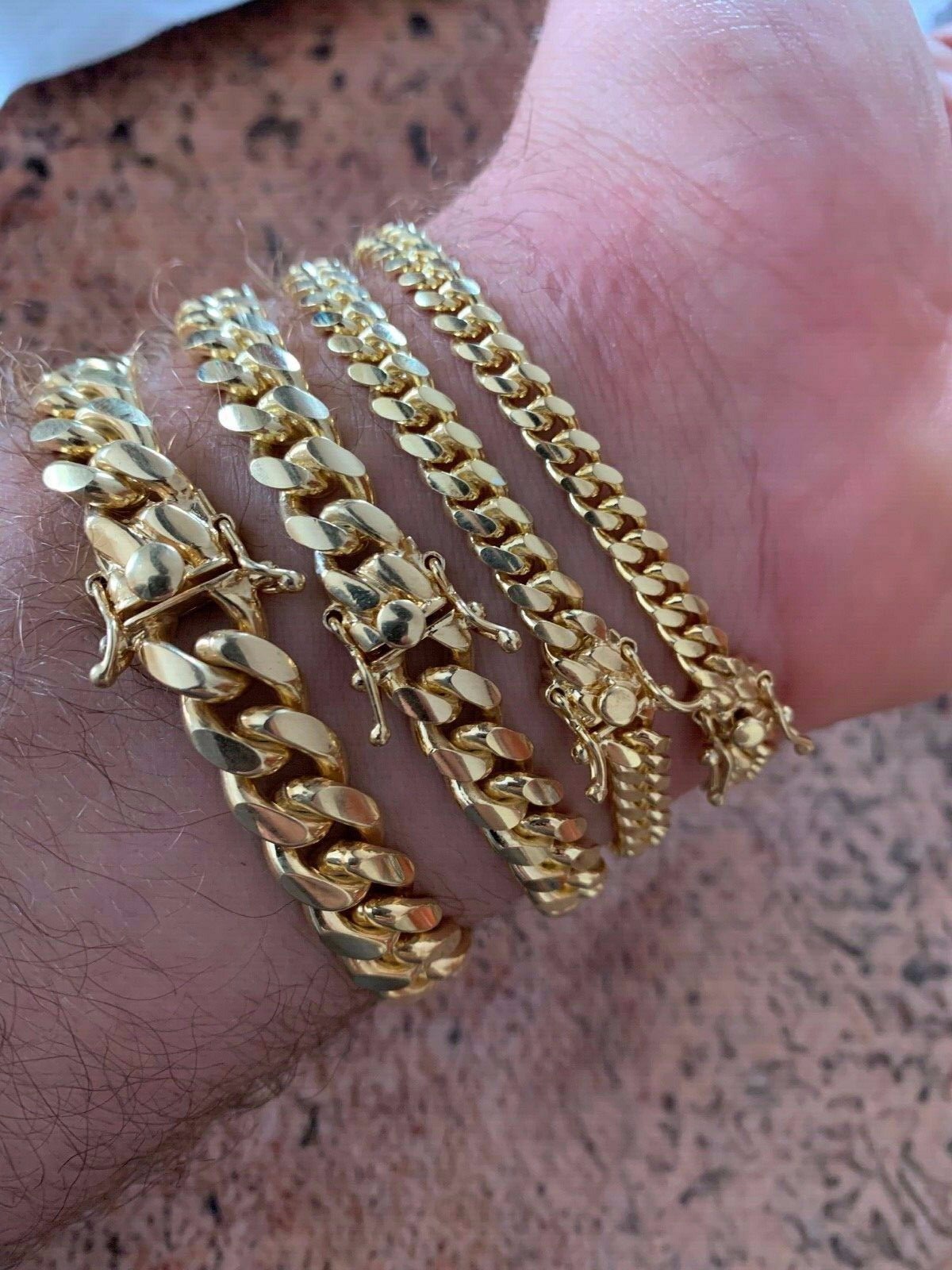 Cadena O Pulsera Cubana Para Hombre – Oro De 14k Sobre Plata Solida 925 ITALIA