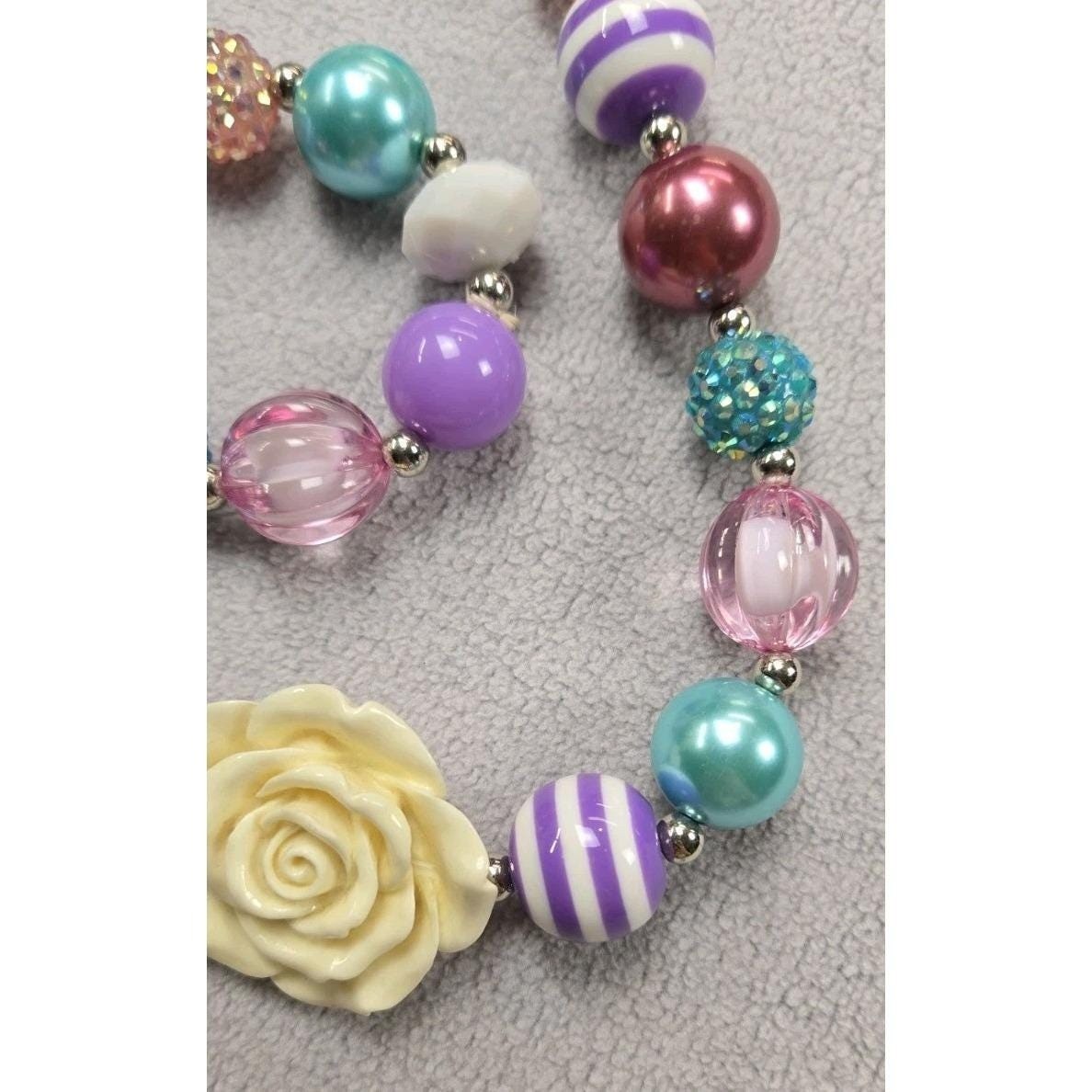 Girls 6 Bubblegum Bead Necklace & Bracelet Sets Kids Colorful Whimsical Holiday