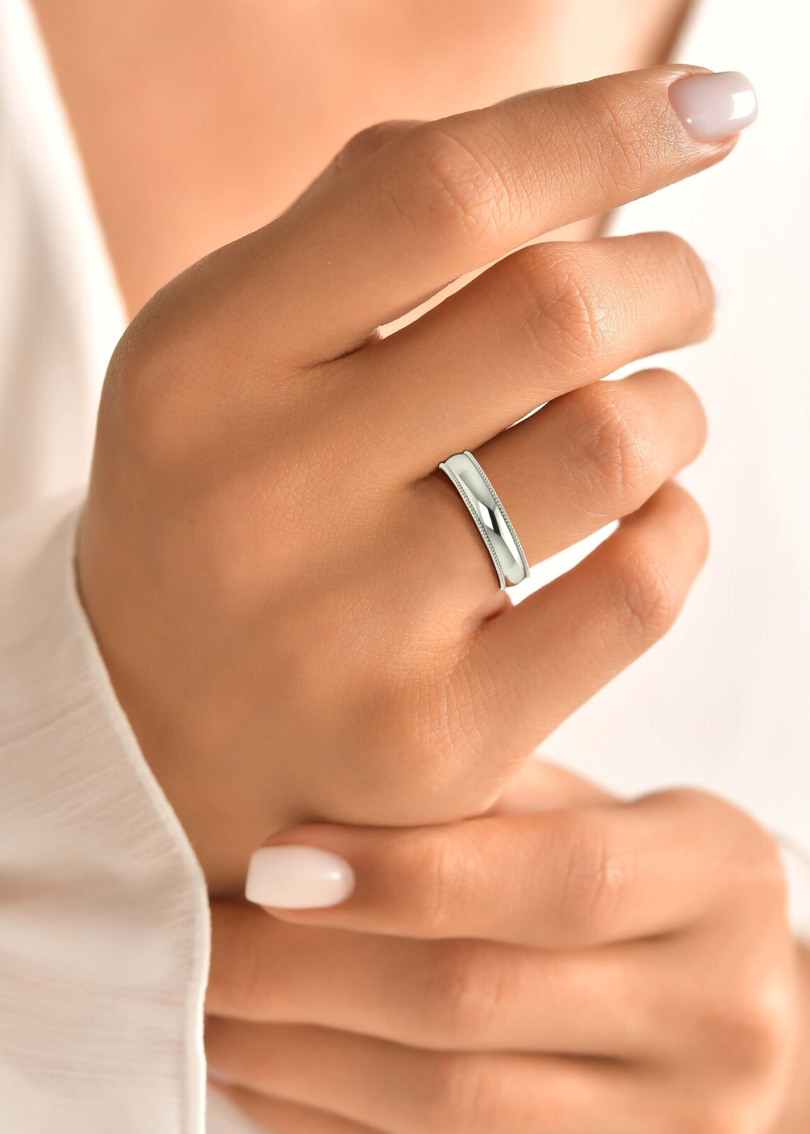 Solid 950 Platinum MILGRAIN EDGE Wedding Band Ring – Comfort Fit Polished New