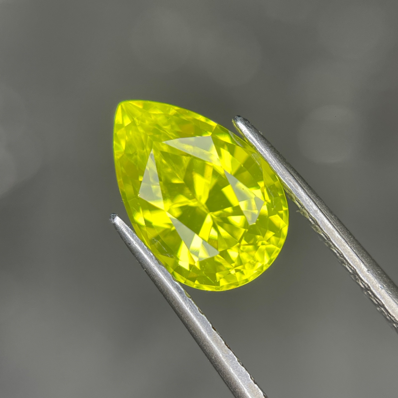 3.8 Ctw Neon Yellow Yttrium Aluminum Garnet (YAG) Pear, 10.7 x 7.3 (mm)