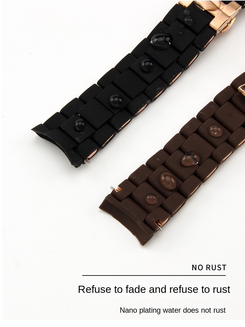 High-quality Rubber-coated Stainless Steel Watch Band Strap 20 23mm Fits Armani