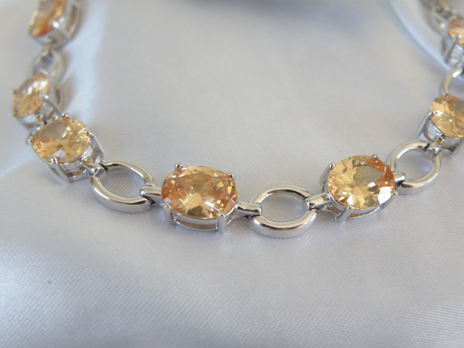 Ross Simons Sterling Silver 925 Gemstone Tennis Station Bracelet Fits 7″