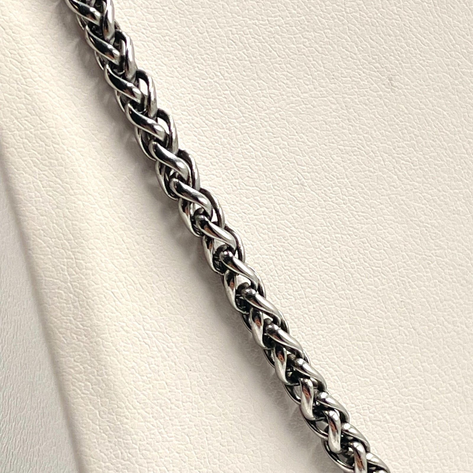 VTG Silver Tone Wheat Braided Chain Necklace Heavy Hip Hop Punk Unisex Classic
