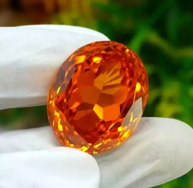 Zircon 90+ Ct Natural Orange EGL Certified Cambodian Oval Cut Loose Gemstone