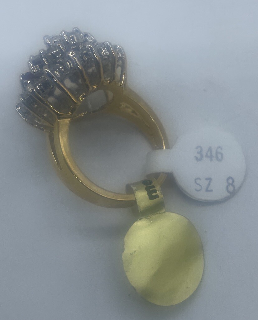 New 14K Dura-Klad Gold Electroplate Austrian Crystal Cocktail Ring Sz8 Ruby Clea