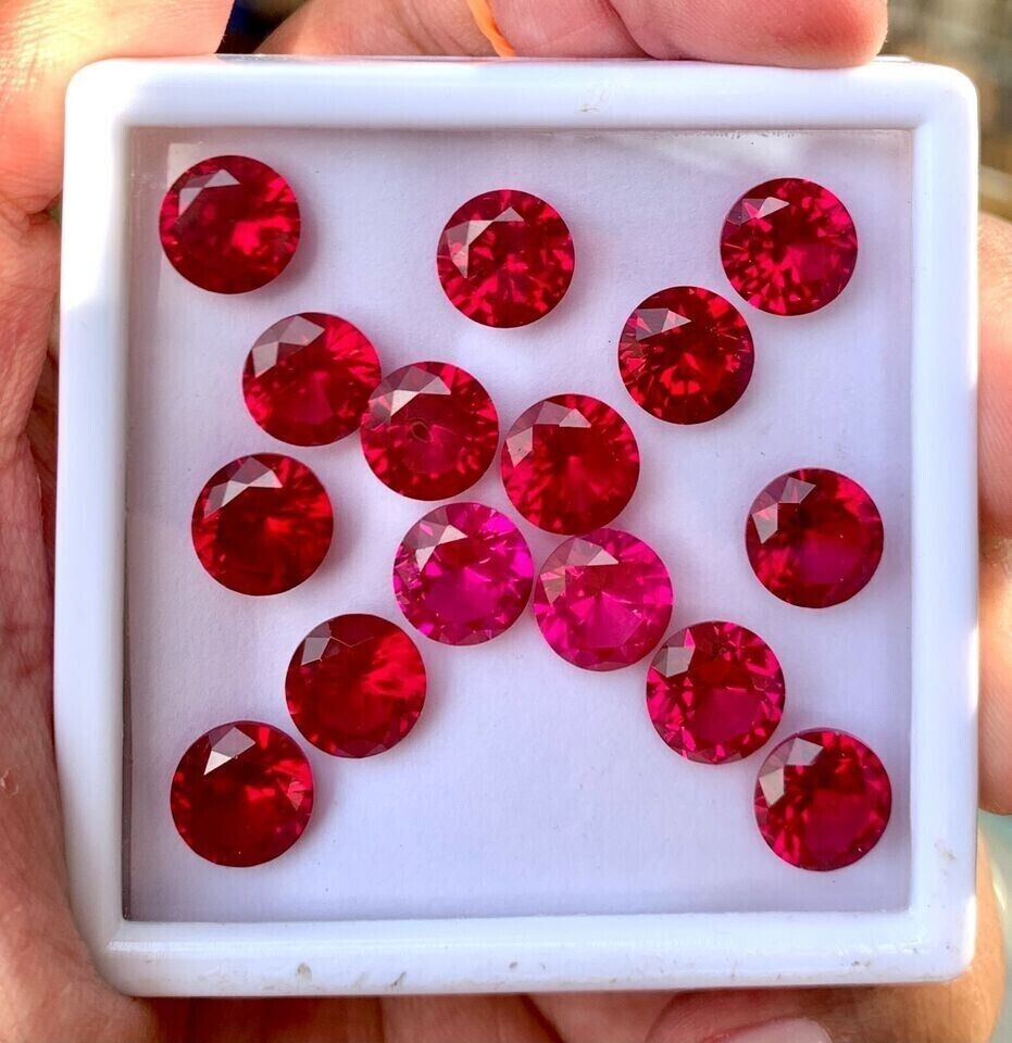 Burmese Certified Natural Red Ruby 5 mm 15 Pcs Flawless Round Cut Loose Gemstone