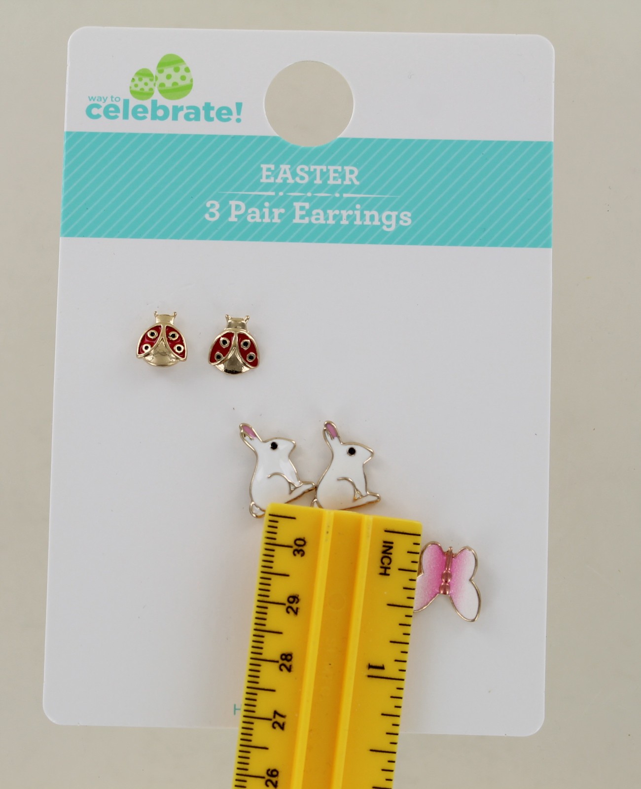 New Way To Celebrate Set of 3 Easter Earrings – Ladybug, Bunny & Butterfly