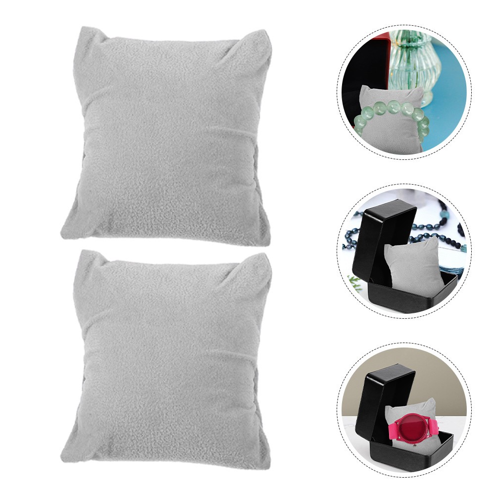 5Pcs Cloth Bracelet Pillows for Jewelry Display Grey Soft Watch Cushion