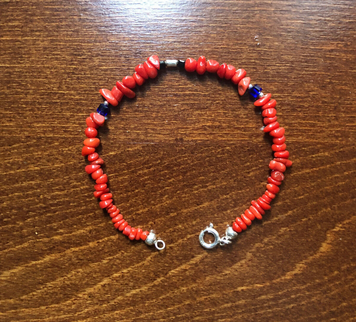 Sardinian red coral and blue aquamarine “nugget” bracelet.