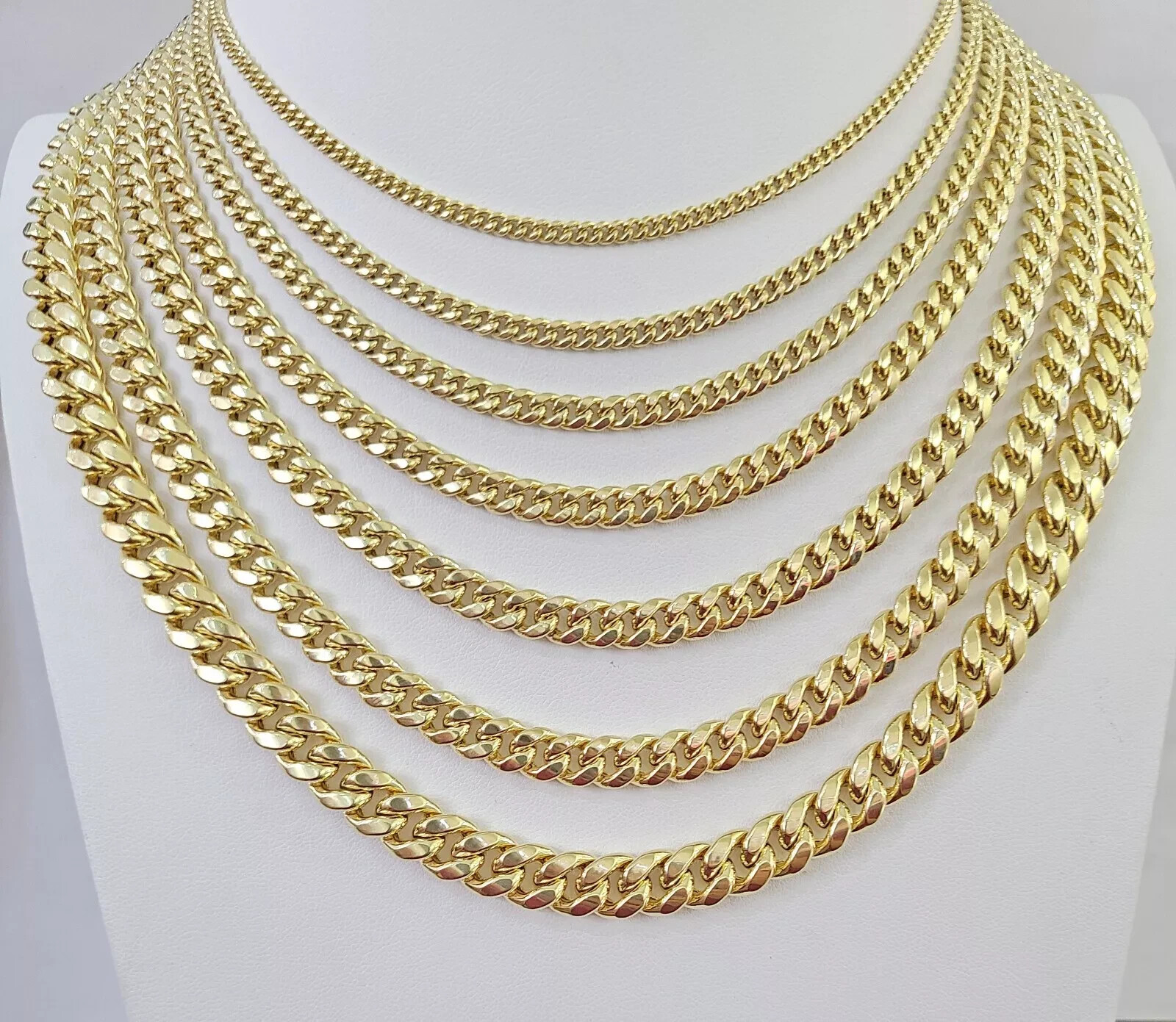 Real 10k Gold Chain Necklace Miami Cuban Link 5MM-9MM link 18-30 Inch 10kt Gold
