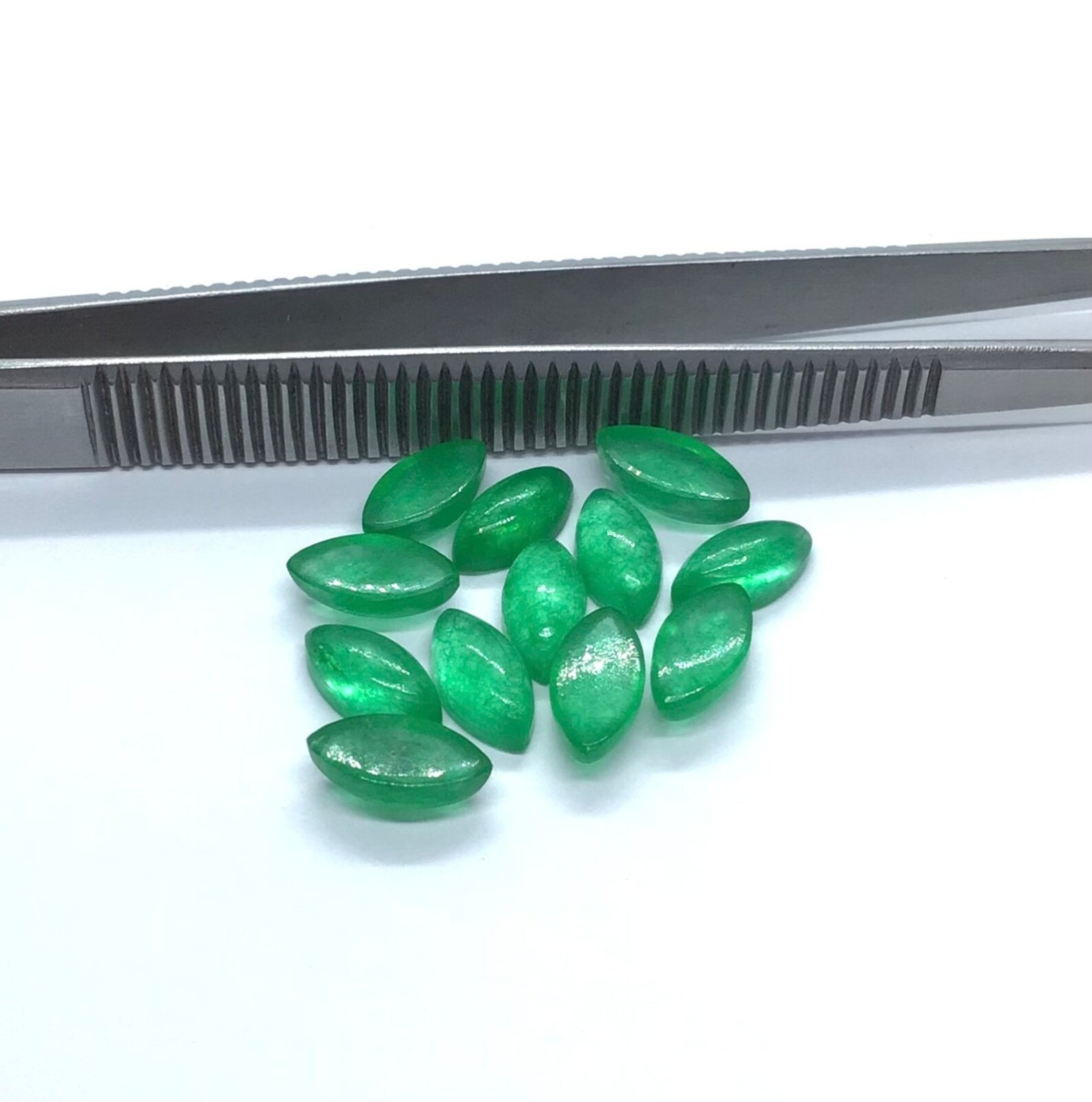 Emerald Quartz Marquise Cabochon Green Gemstone Lot For Crafting 4x8mm – 15x30mm